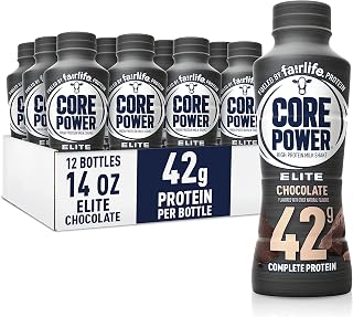 Core Power Fairlife Elite 42g High Protein Milk Shakes For kosher diet, Ready to Drink for Workout Recovery, Chocolate, 14 Fl Oz (Pack of 12), Liquid, Bottle