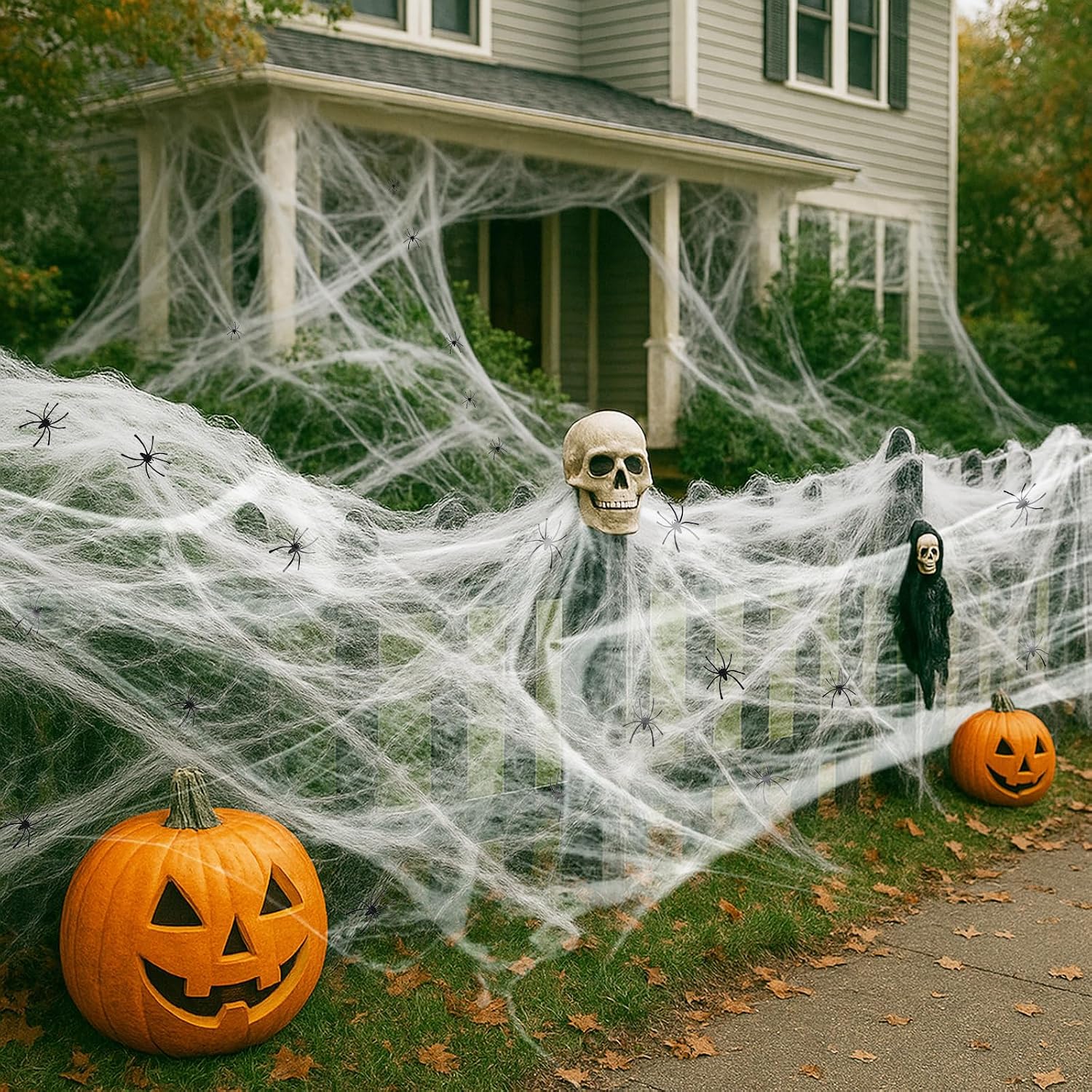 Halloween Decorations Spider Web - 300g Halloween Cobwebs & 60 Spiders