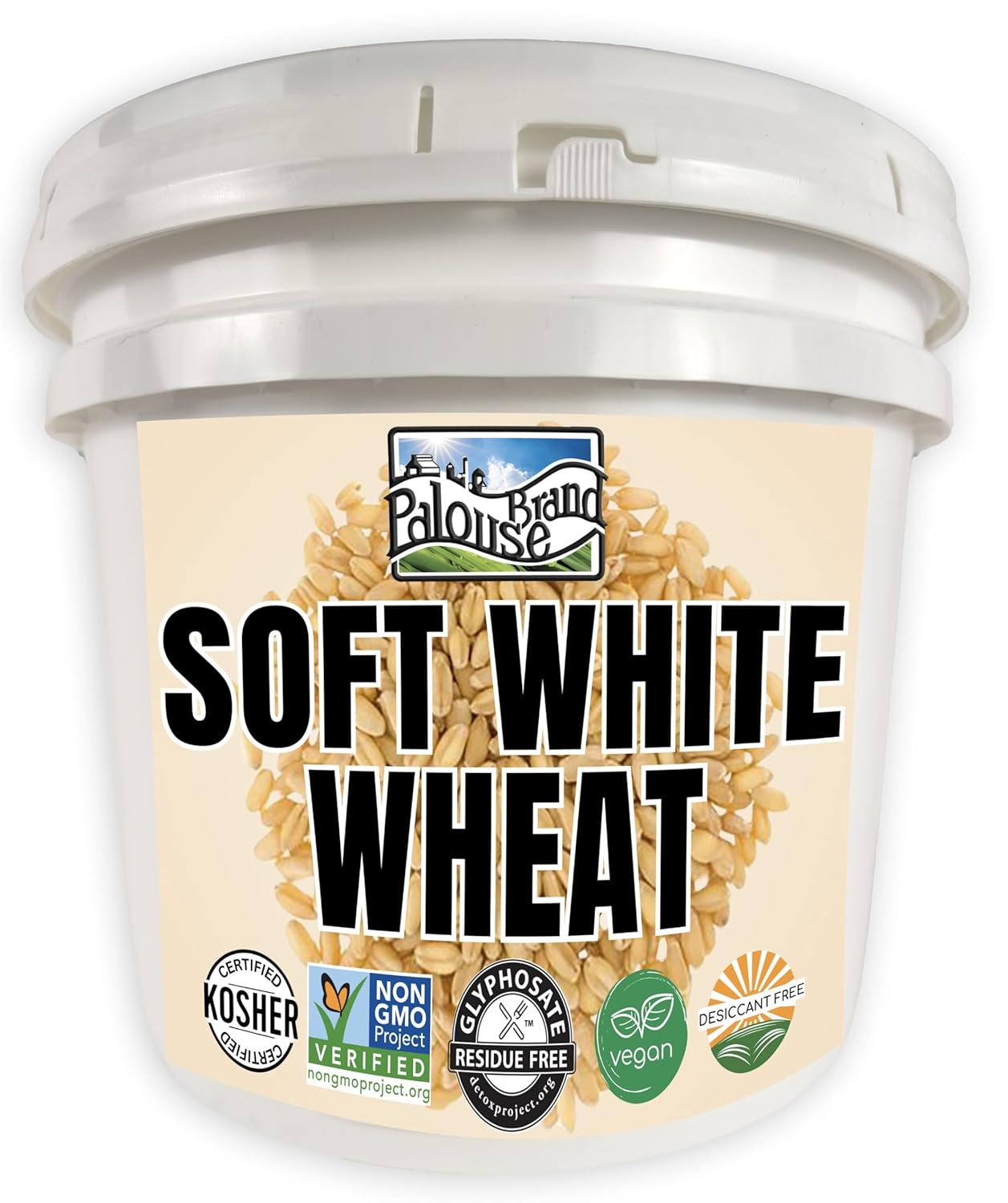 Certified Glyphosate Residue Free Soft White Wheat Berries | 25 LBS | Emergency Food Storage Bucket | Non-GMO | Grown on Our Family Farm | Bulk