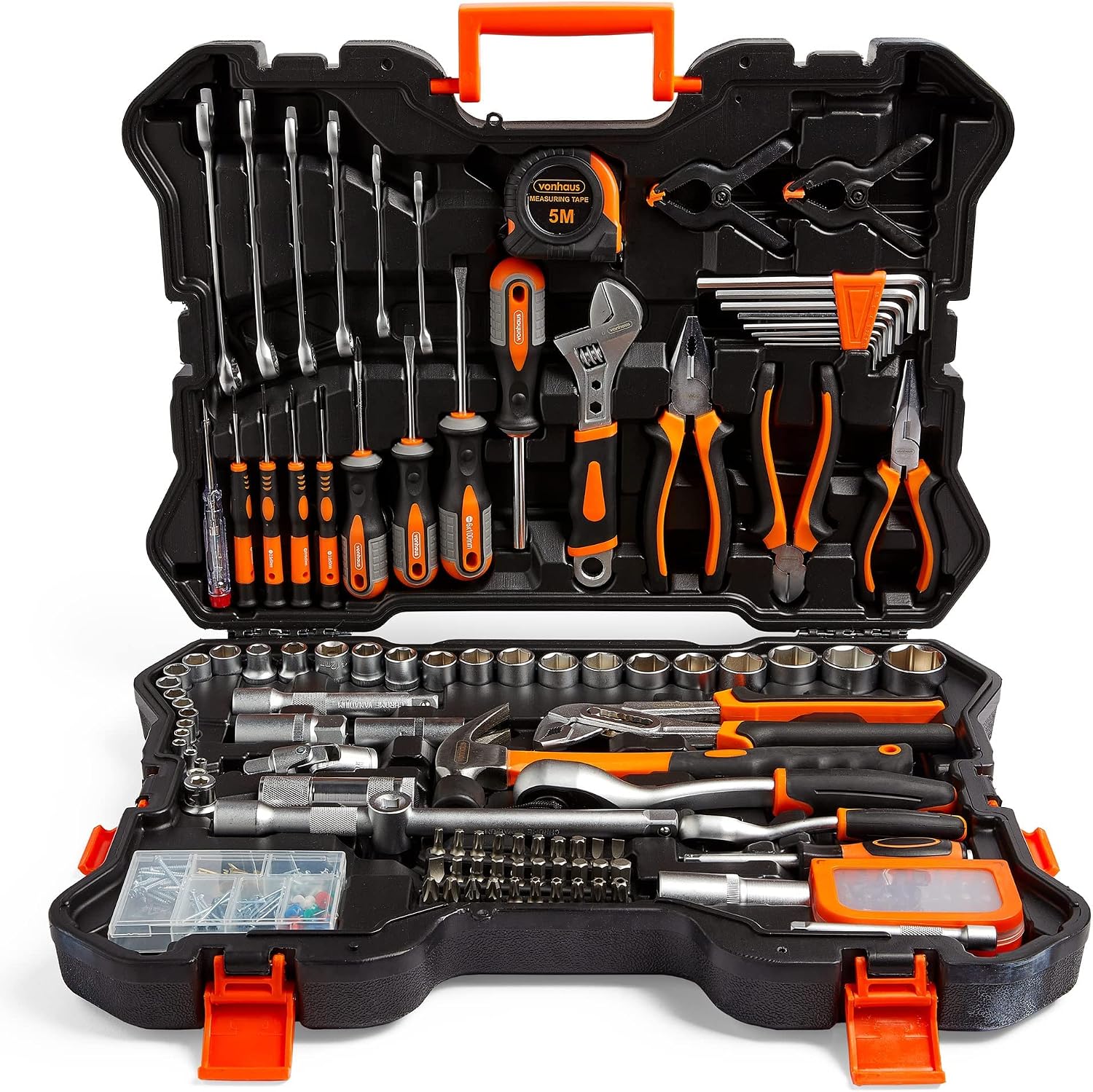 VonHaus Socket & Tool Set, 256 Piece Tool Set with Socket Set, in Heavy Duty Storage Case, Everything You Need for DIY, Workshop & Garage, Spanners, Pliers, Screwdrivers & Grips