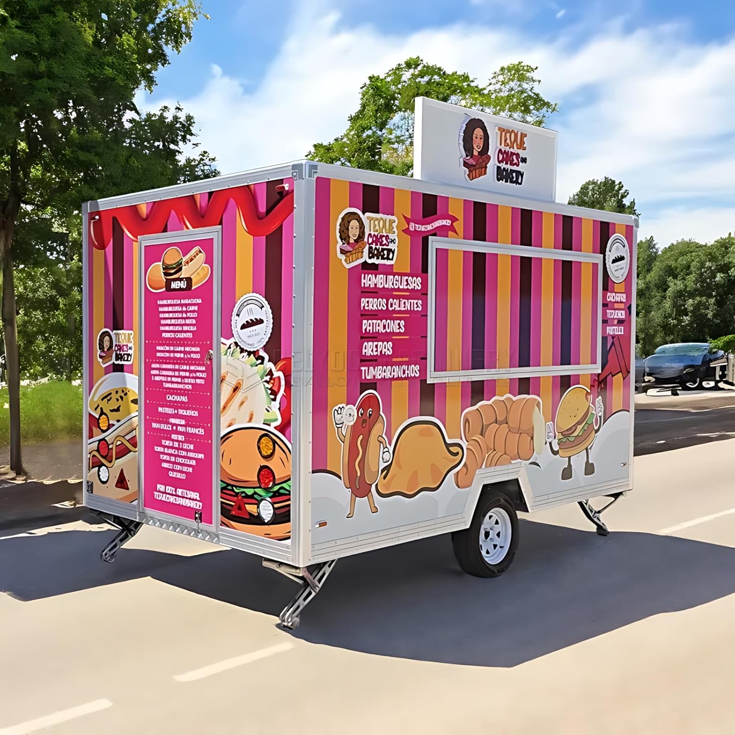 Snack Cart Custom Fully Equipment Food Truck Mobile Catering Trailer Customized Food Trailer Mobile Truck Trailer Hot Dog Cart for Commercial