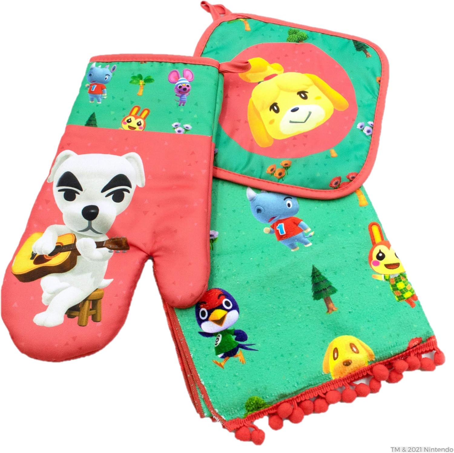 Animal Crossing Kitchen Set - Oven mitt, Kitchen Towel and Pot Holder Set - Animal Crossing New Horizons Kitchen Accessories & Kitchen Decor