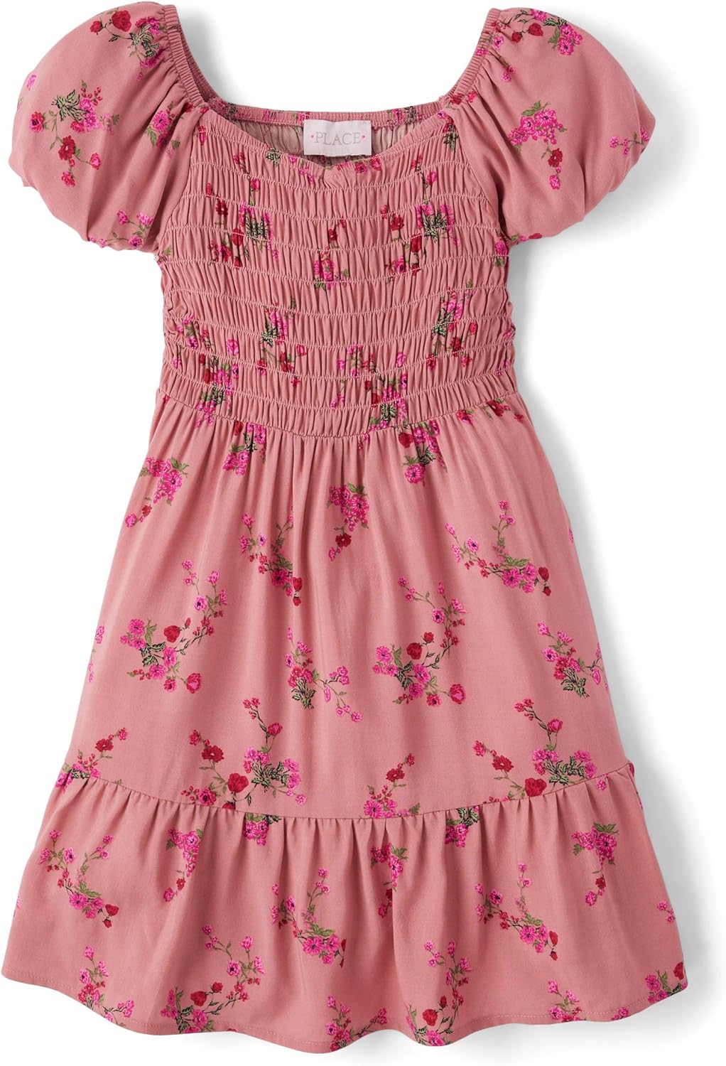 The Children's Place girls Floral Smocked Babydoll Dress
