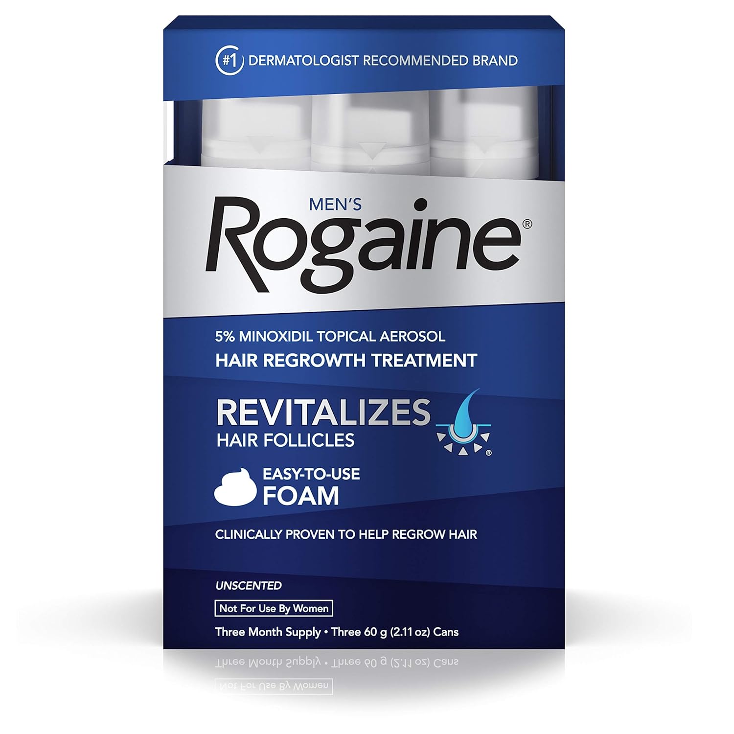 Rogaine Mens Regrowth Foam 5% Unscented 3 Month (2 Pack)