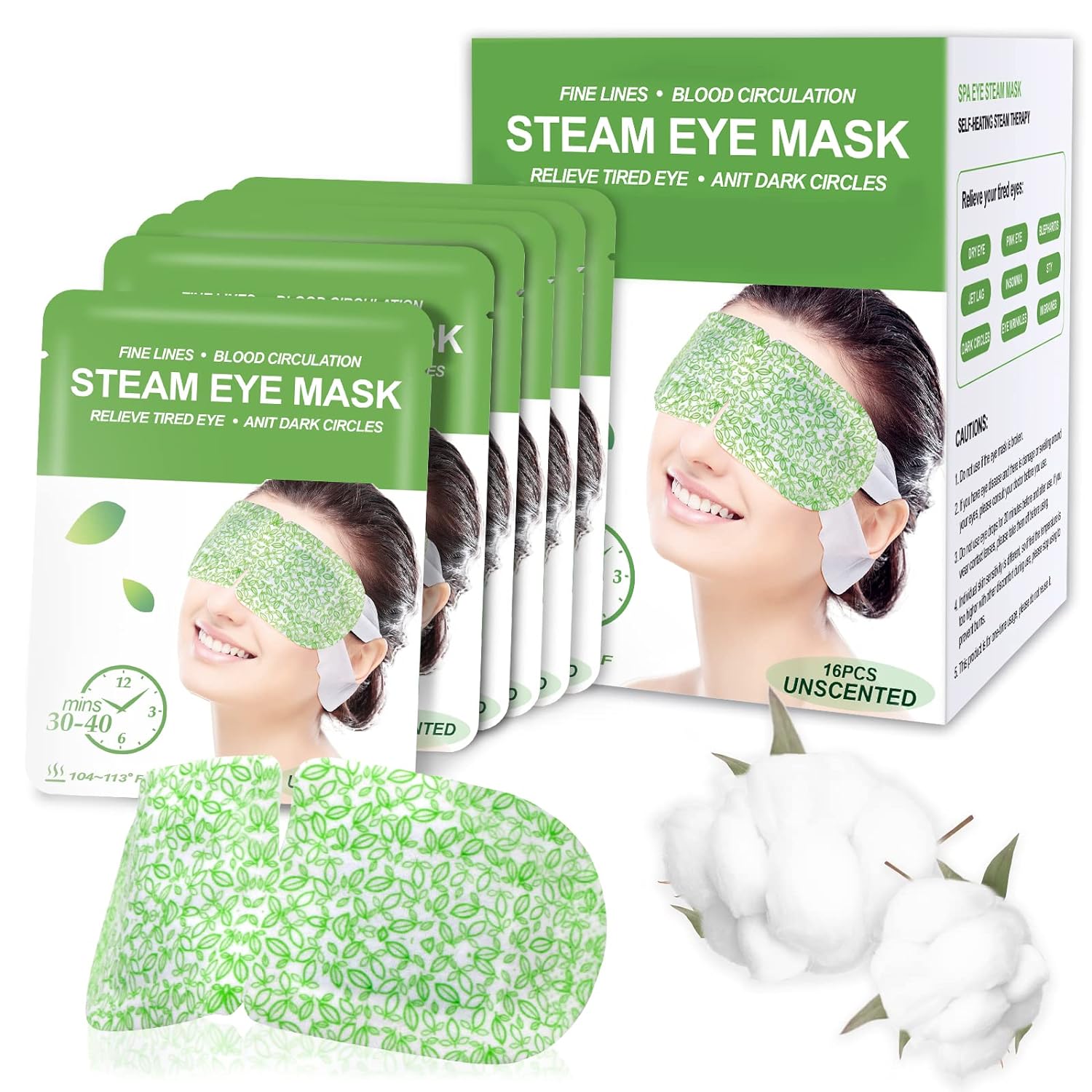 16 Packs Steam Eye Masks for Dry Eyes, Warm Compress Relief for Eye Fatigue & Puffiness, Sleep Heated Eye Mask, Disposable Travel Essentials, Spa Relaxation Gift for Women, FSA/HSA Eligible, Unscented