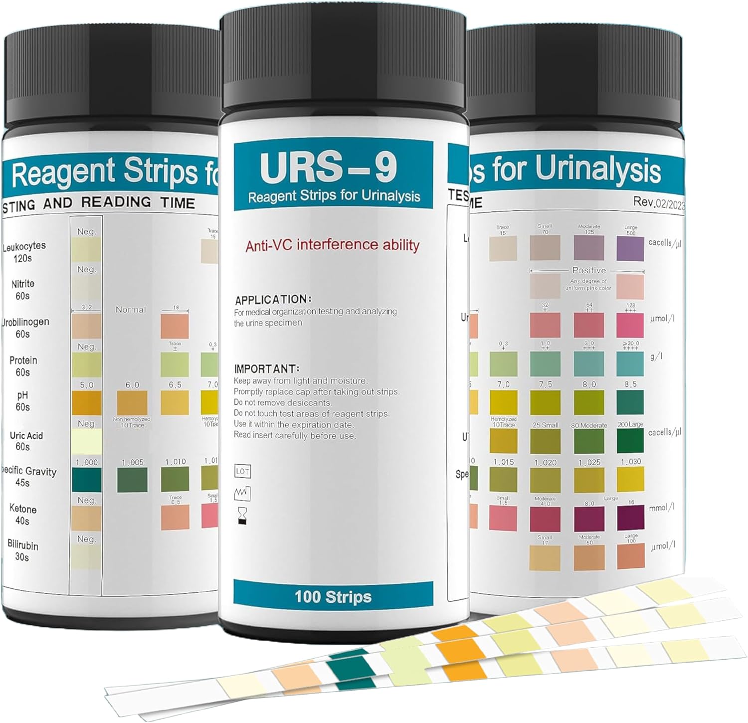 URS 9-in-1 Urine Test Strips 9 Parameters Testing UTI, Protein, Leukocytes, Nitrite, pH, Ketosis, 100 CT