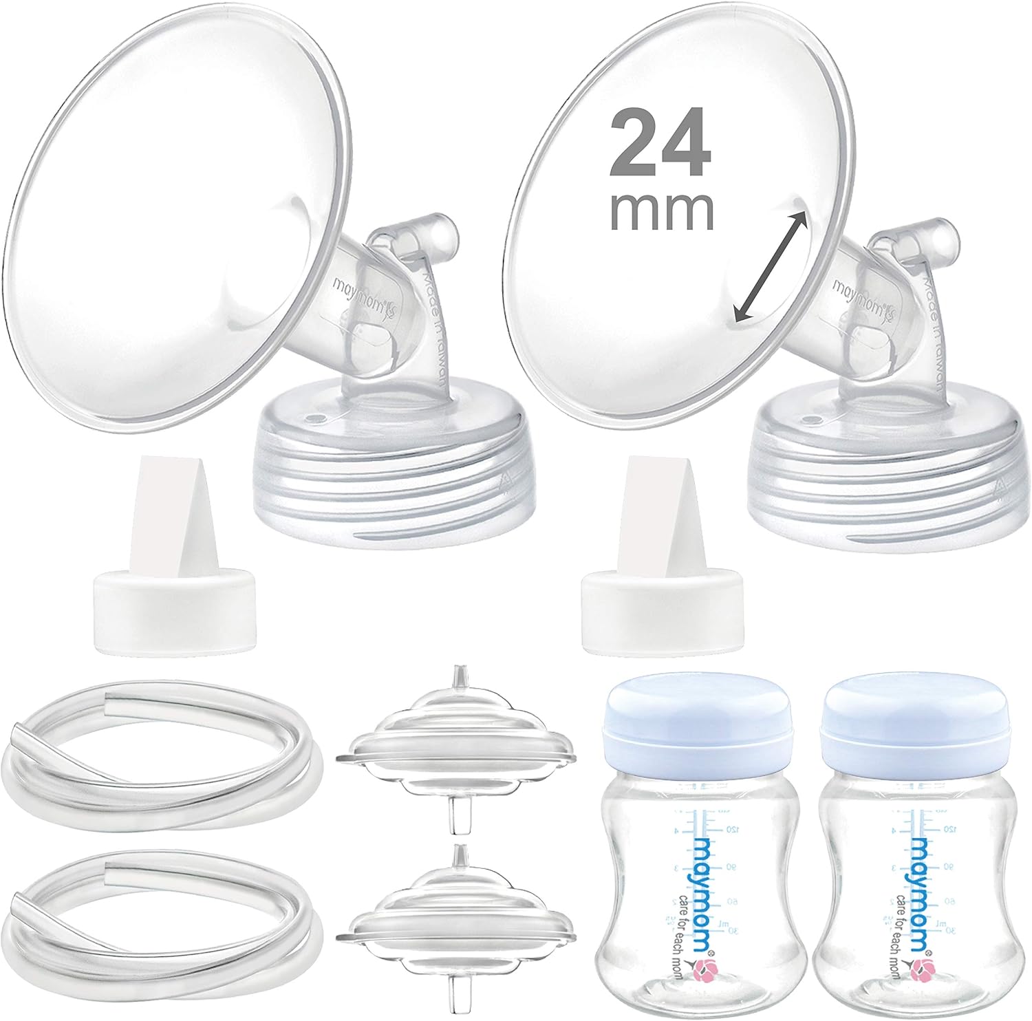 Maymom Pump Parts Compatible with Spectra S2 S1 Replacement Kit for Spectra Pump Parts 24 mm Flange Duckbill Valve Tube Bottle Backflow Protector, Not Original S2 S1 Accessories