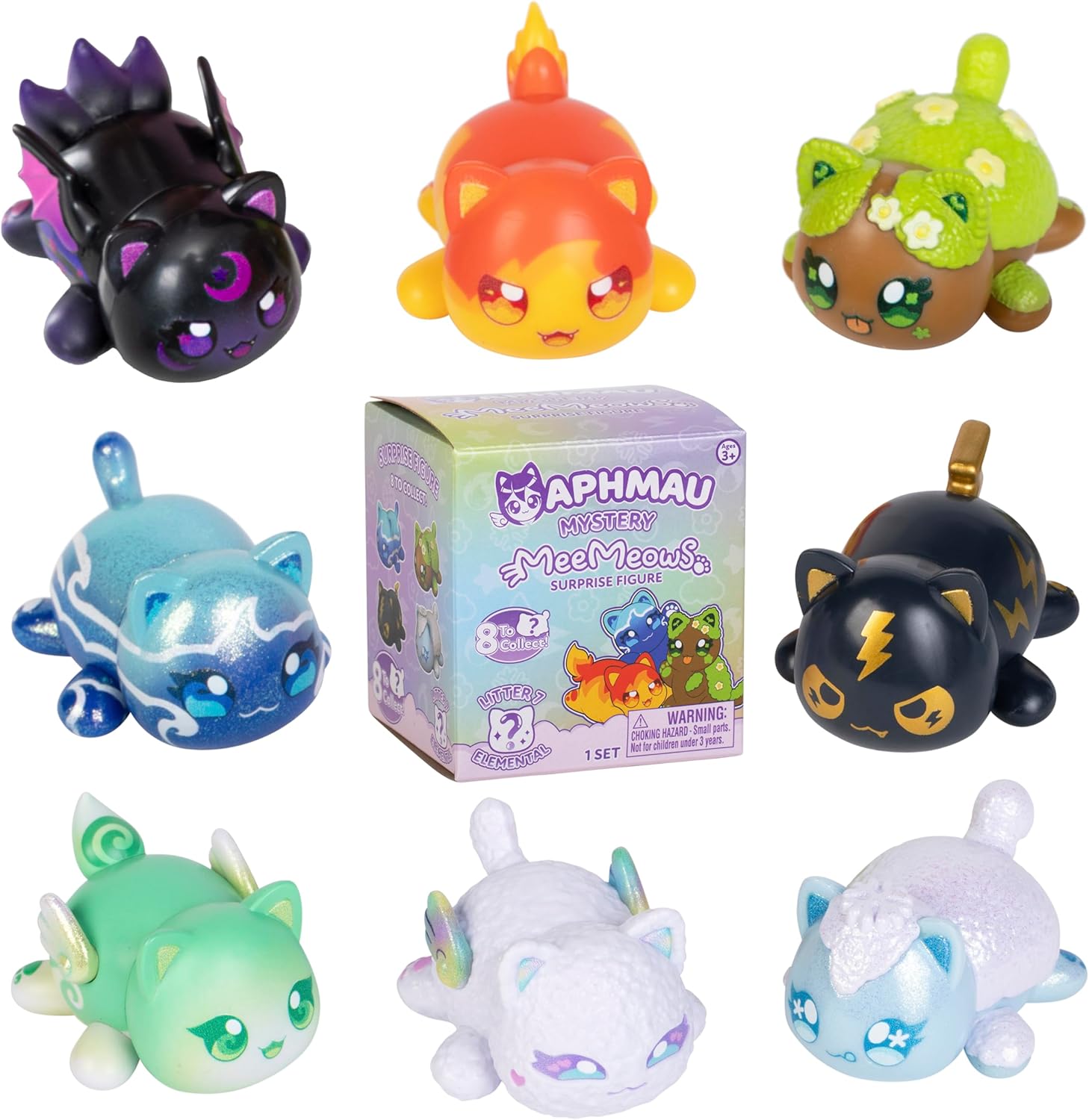 Aphmau MeeMeow Mystery Figures – Series 7; Blind Box, 1 of 8 Possible Elemental MeeMeows, Official Aphmau Merch