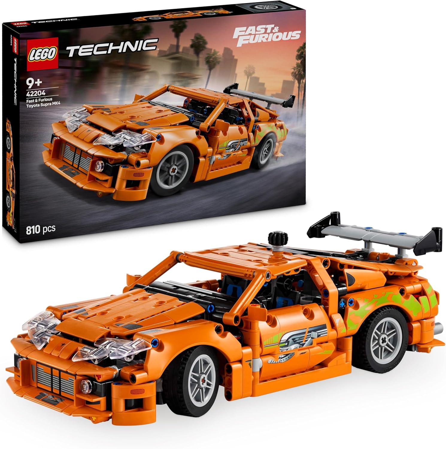 LEGO Technic Fast and Furious Toyota Supra MK4 Toy Car - 6 Cylinder Engine & Opening Doors - Model Kits for Age 9+ Boys & Girls or Adult Motorsport Fans - Birthday Gift Idea - 42204