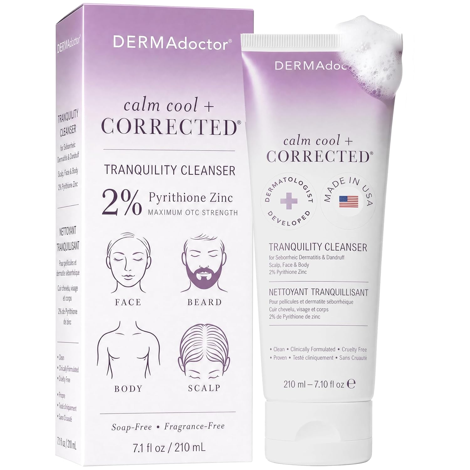 DERMAdoctor Tranquility 2% Pyrithione Zinc Face Wash & Dandruff Shampoo