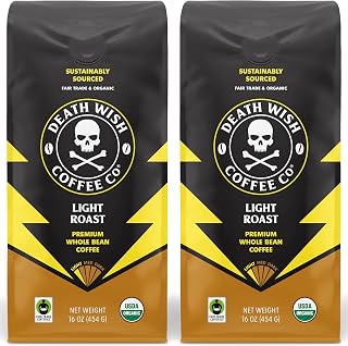 Death Wish Coffee - Light Roast Whole Bean Coffee, Organic and Fair Trade (2 pack)
