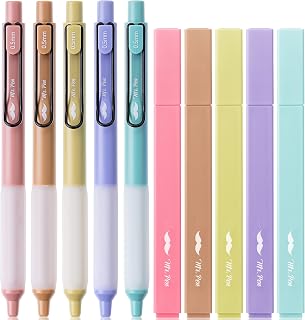 Mr. Pen- Aesthetic Highlighters and Gel Pens, 10 Pack, Vintage Color Highlighters, Assorted Color Gel Pens, Highlighter Pens, Cute Highlighters, Gel Pens