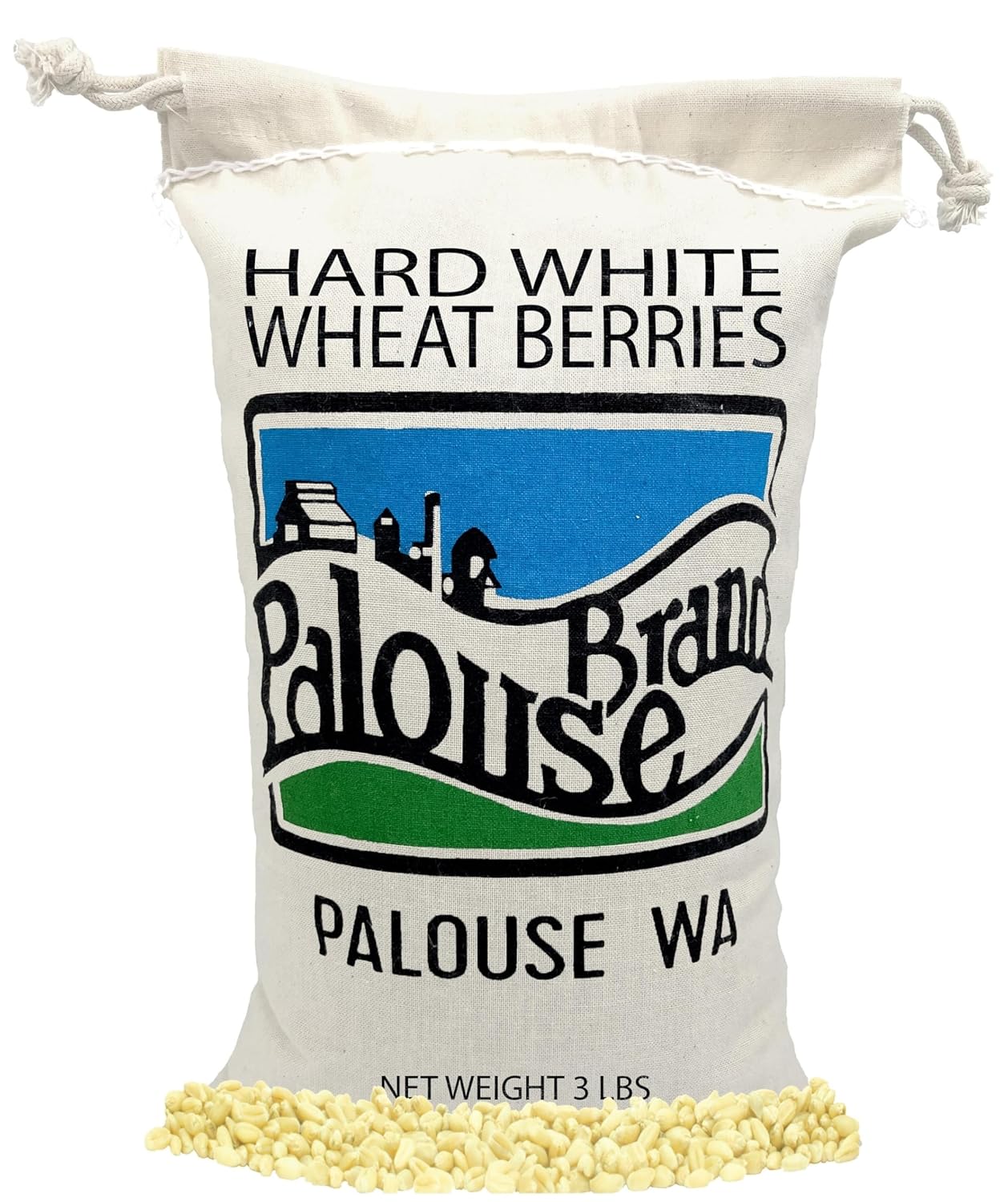 Certified Glyphosate Residue Free Hard White Wheat Berries | 3 lbs | Cotton Drawstring Bag | Non-GMO Project Verified | Kosher | Family Farmed