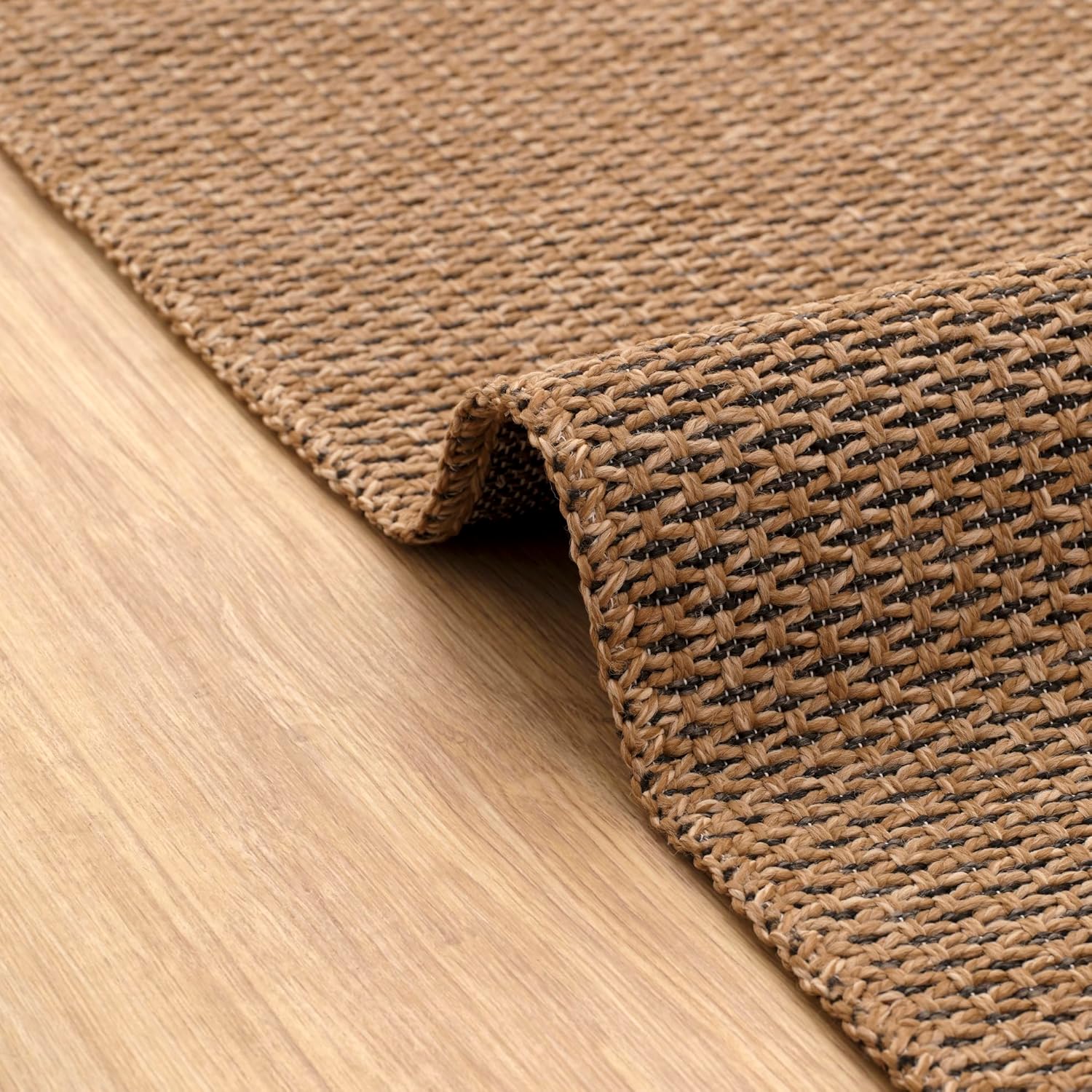 DAPHNE HOME DECOR Jute Area Rug 200x290 cm | Machine Washable Rugs For Indoor, Outdoor, Garden, Kitchen, Bedroom, Dining Room and Living Room | Natural Large Carpet | Woven (Brown & Black - Caria)