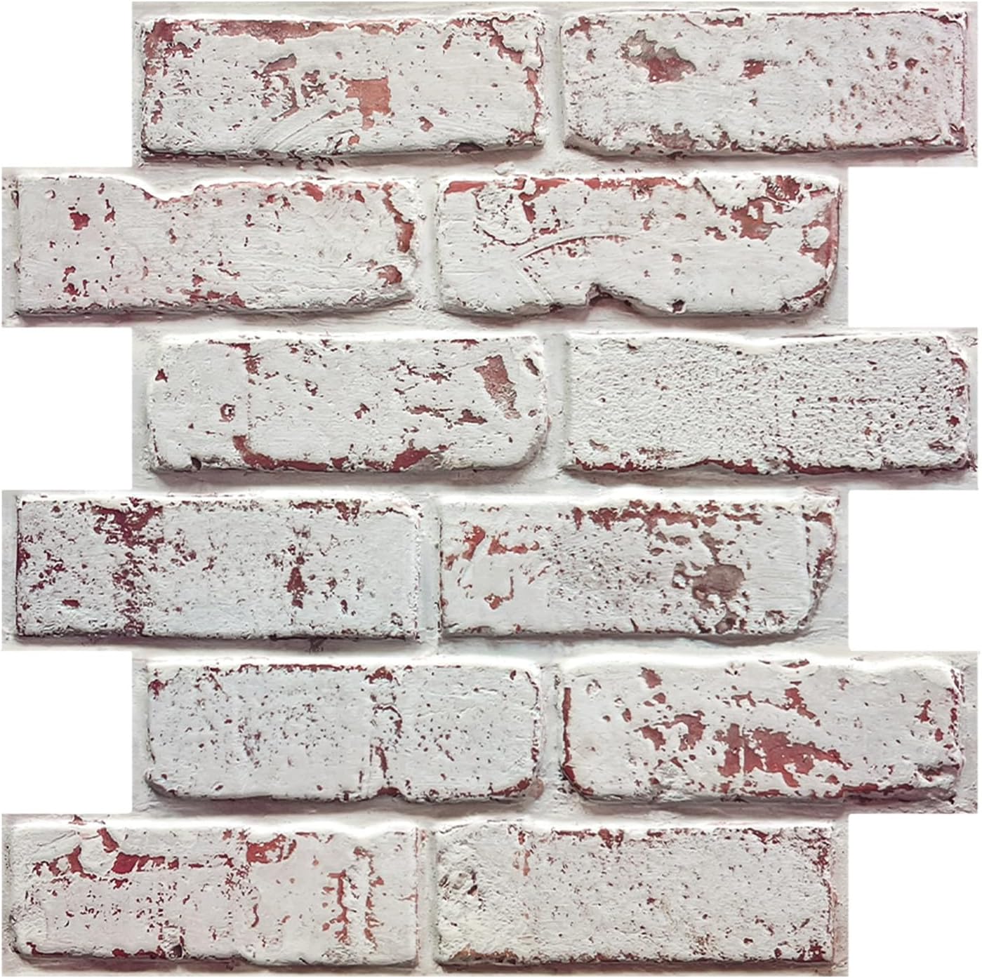 COMSTICKC 3D Brick Wall Panels Self Adhesive, Peel and Stick Wall Panels, 10 Pcs 12"X12", 3D PVC Whitewash Brick Wallpaper Brick Effect Wall Tile Living Room Kitchen Wall Decor, Paintable, Waterproof