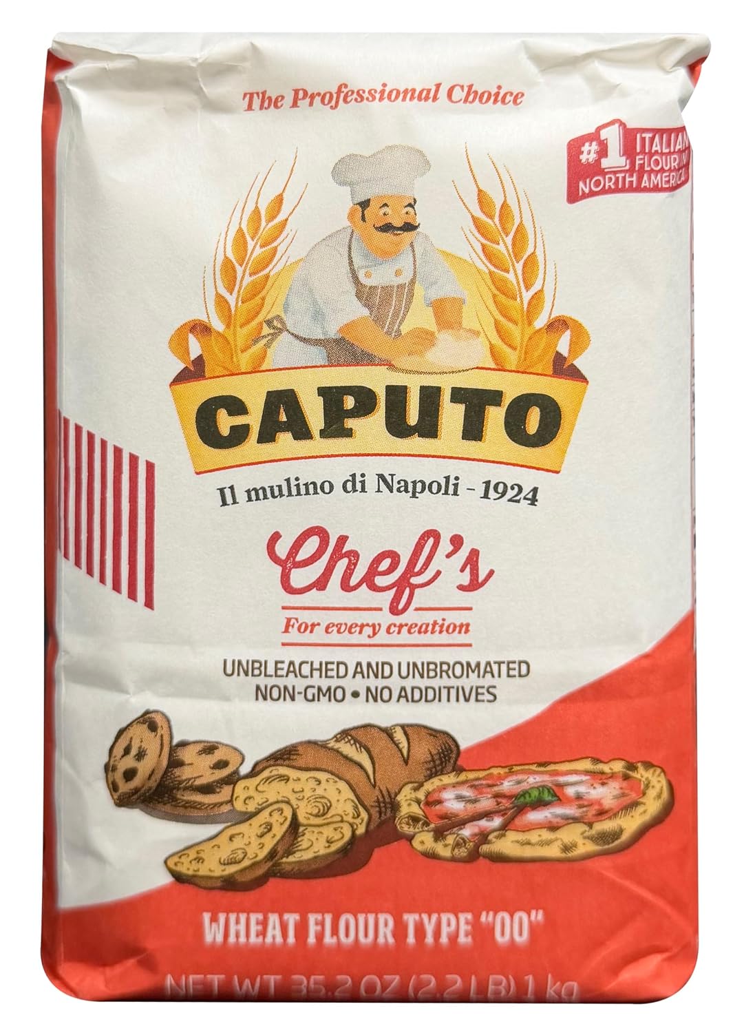 Antimo Caputo Flour"00" Chefs Flour (8 Packs) Each 1 Kilo (2.2 Pounds) Bags, Il Mulino di Napoli, Pizza Flour, for real Naples Pizza