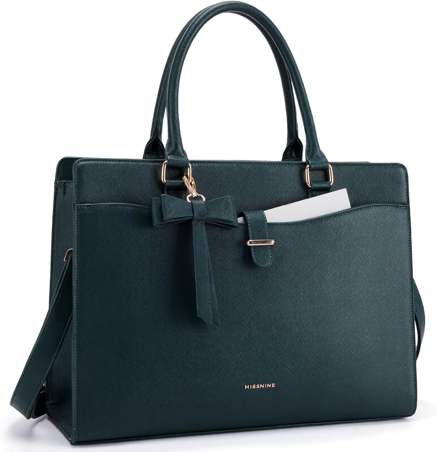 Missnine Laptop Tote Bag for Women 15.6 Inch Leather Work Bags Teacher Computer Purse Briefcase Handbag for Office, Travel
