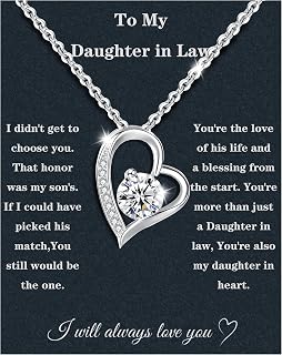 Christmas Gifts For Daughter In Law Necklace 925 Sterling Silver Daughter In Law Gifts From Mother In Law Birthday Gifts With Message Card &Gift Box (888-Heart01)