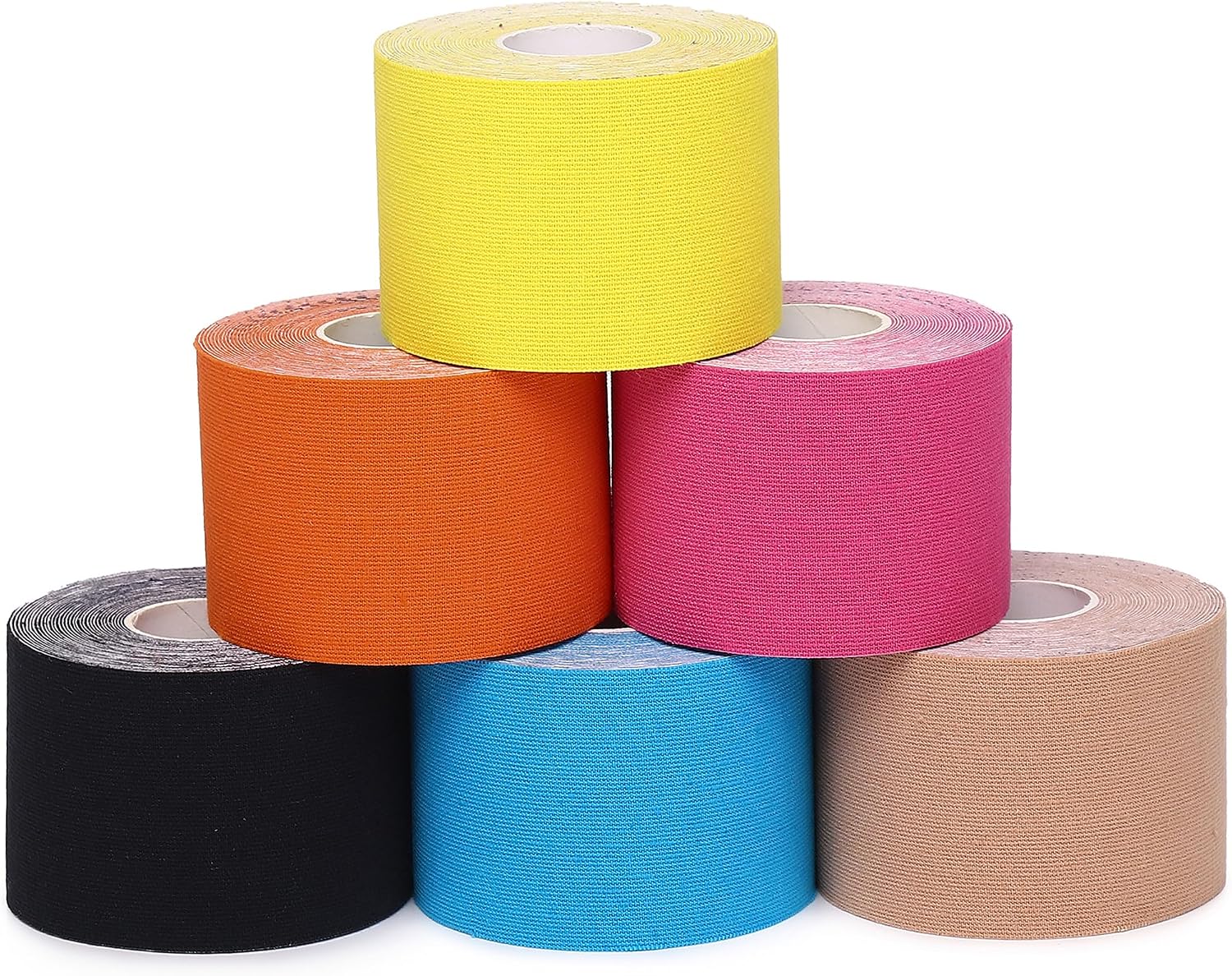 Kinesiology Tapes K Tape 6 Rolls, Waterproof Physio Tape Muscle Tape for Injured Muscle Recovery & Joints Support, 5cm x 5m per Roll (Multicolour)