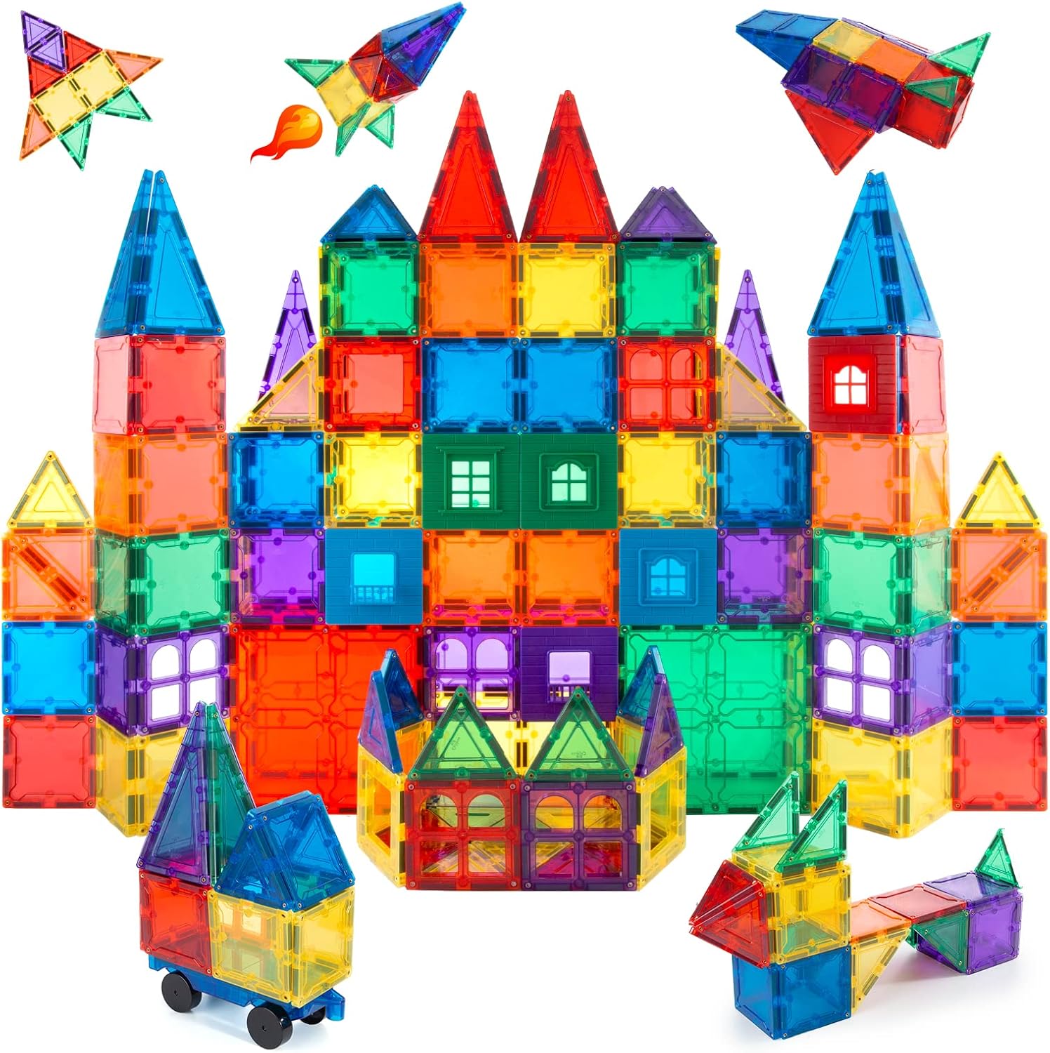ChildreN HUB 60pcs Magnetic Building Blocks Set - Construction Kit Educational STEM Toys For Kids (Stronger Magnets)
