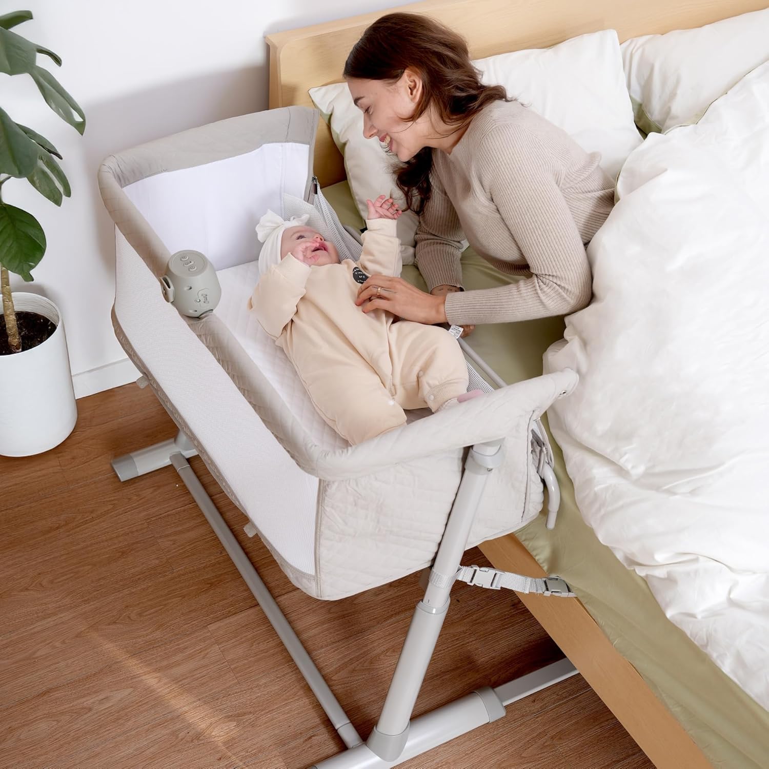 Cloud Baby Bedside Bassinet, Bed Crib for Infant and Newborn, Portable Sleeper for Co-Sleeping, Includes Hanging Figurine and Music - for Girls and Boys, Unisex