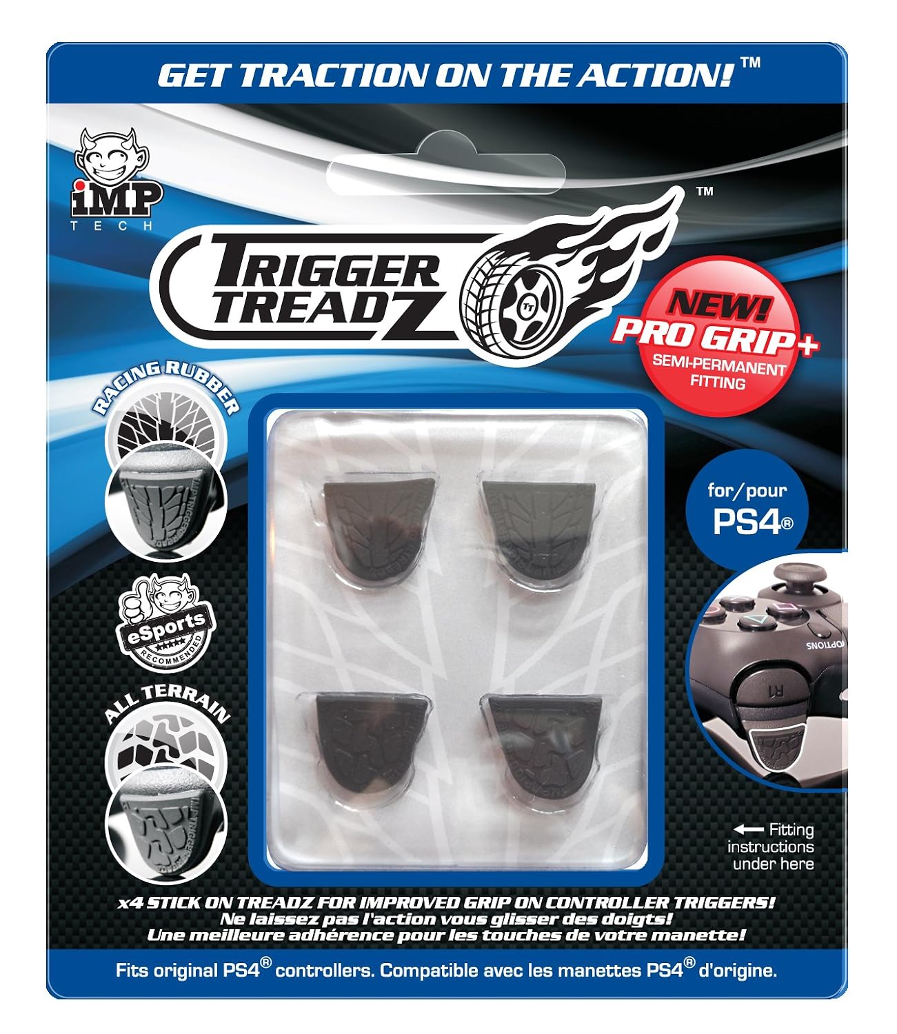 Snakebyte Trigger Treadz - Original 4-Pack for (PS4) - Anti Slip Trigger Rubbers - PlayStation 4