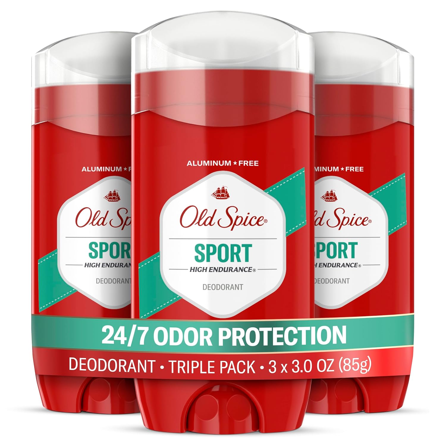Old Spice Deodorant for Men, Aluminum Free, Sport Scent, 3.0 oz, Pack of 3