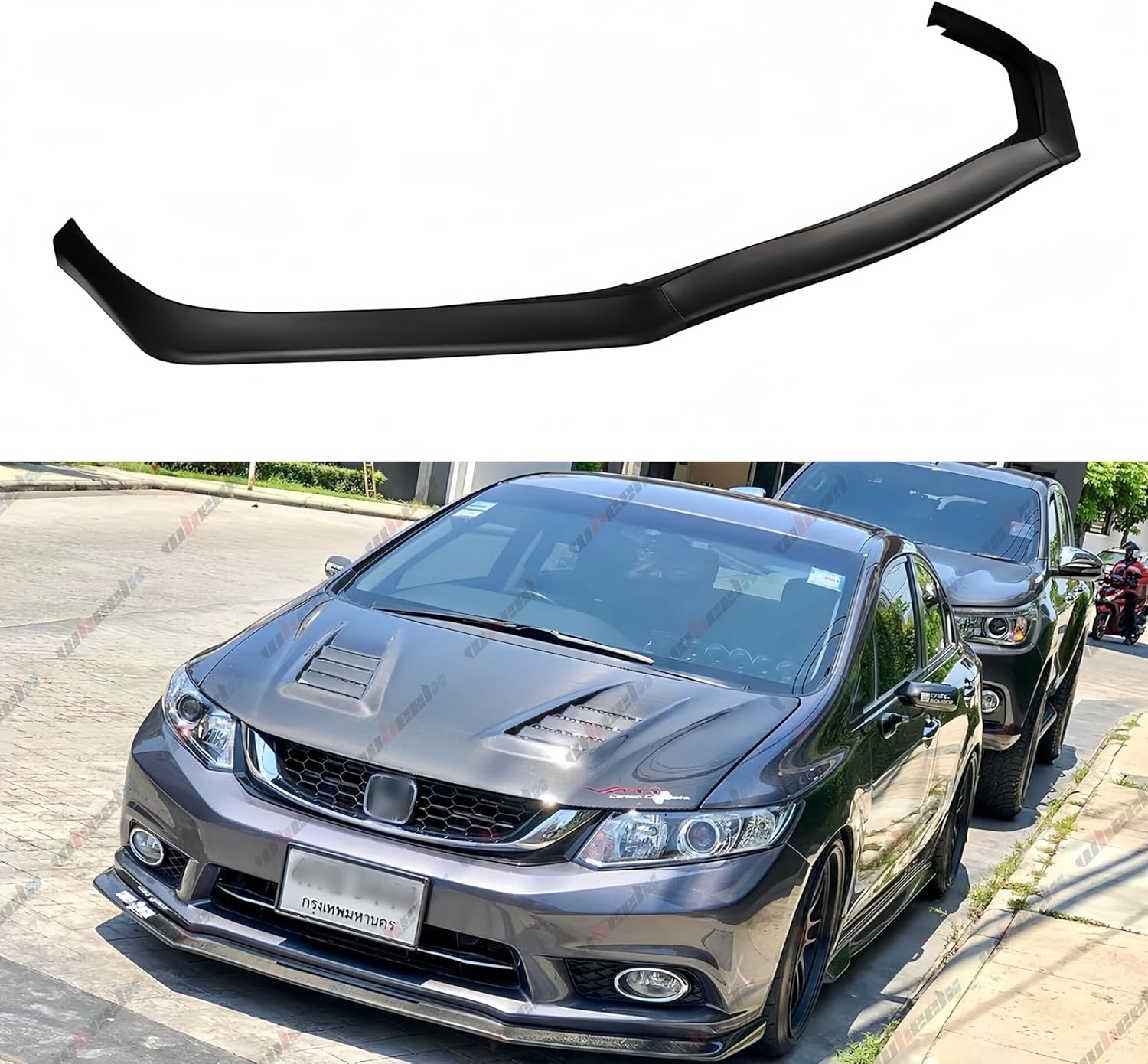 3Pcs Front Bumper Lip Compatible with 2013-2015 Honda Civic, JDM CS Style Air Dam Lower Chin Spoiler Splitter Fit for 13-15 Sedan, Protection Body Kit (Matte Black)