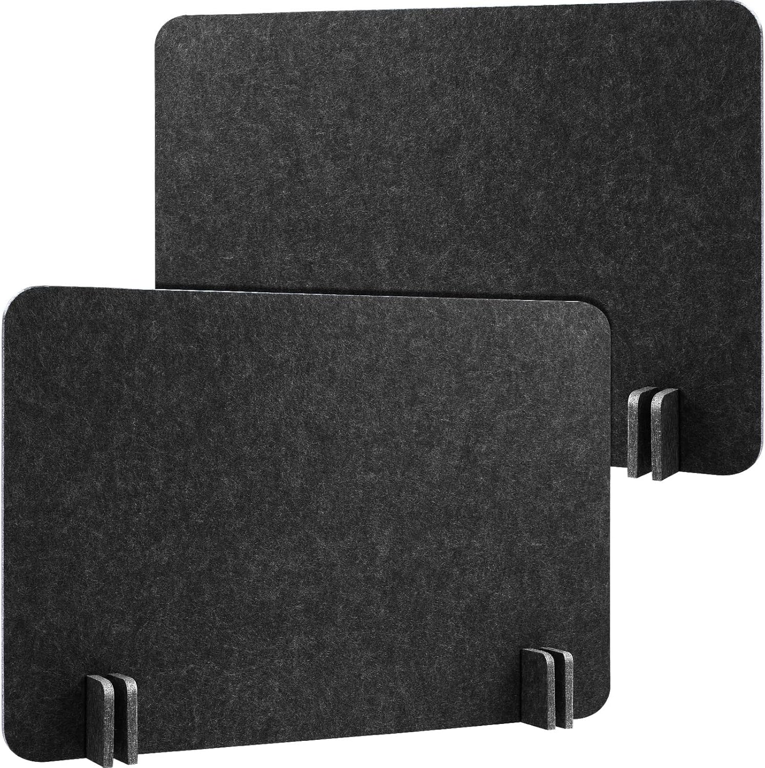 Fabbay 2-Piece Acoustic Desk Divider Desk Partition - 16x24"Freestanding Privacy Panel, Lightweight Soundproof Partition with Support Feet for Office or Classroom Use(Black Gray)