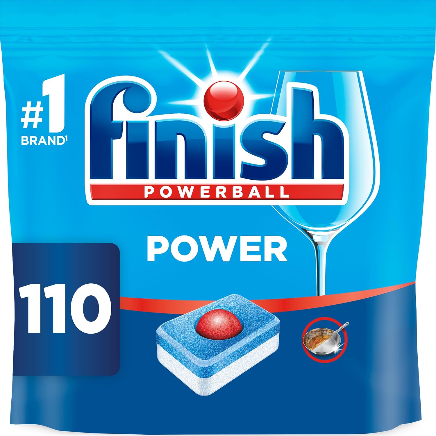 Finish Power All in One, Dishwasher Tablets, Fresh, 110 | Original Powerball tablet, Everyday clean and shine, No pre-rinse, Tough on grease, Hard-pressed tablets