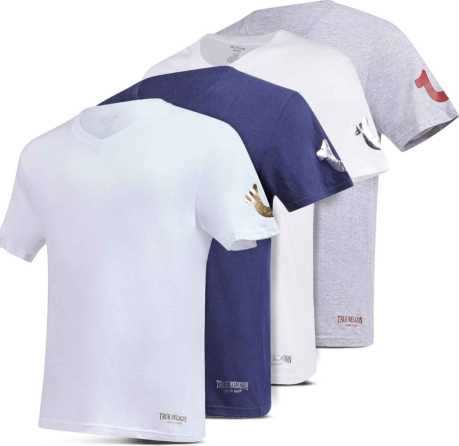 True Religion Mens Undershirts 4 Pack Lightweight Mens Undershirt, 100% Cotton