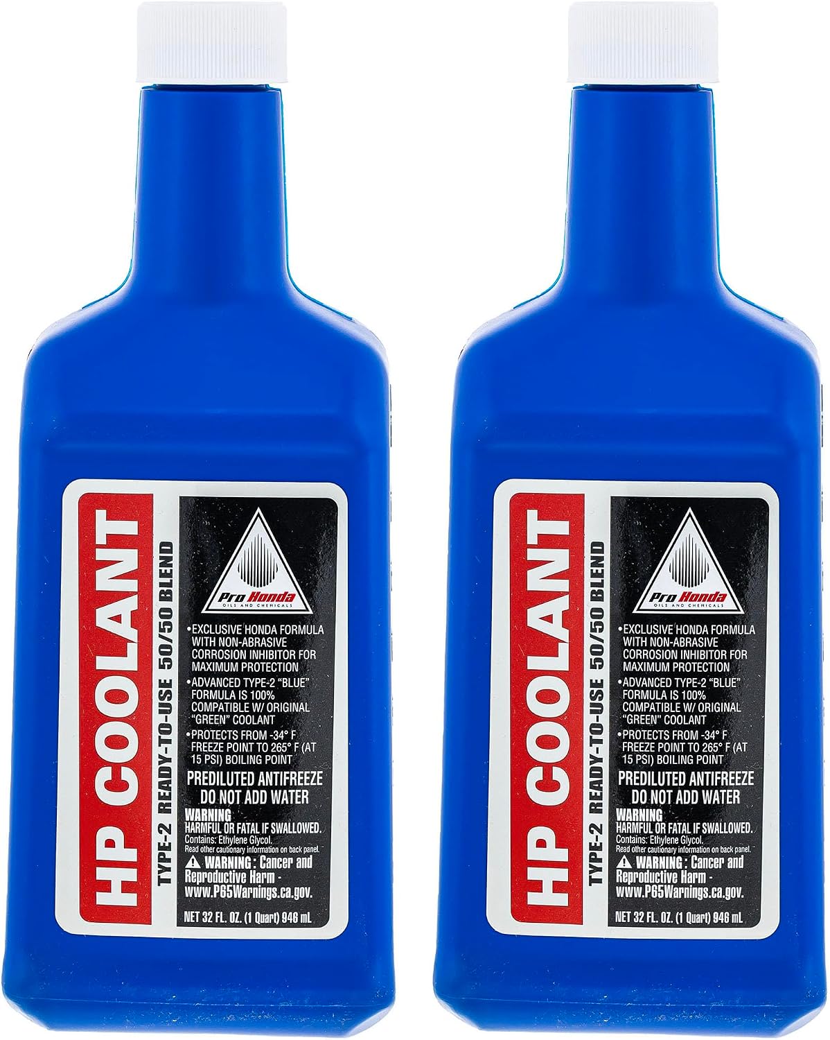 4into1 2 Pack Genuine Honda Type 2 HP Motorcycle Coolant | Advanced Formula 50/50 Blend 1 Qt 08C50-C321S02