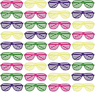 BLUE PANDA 36 Pack Shutter Shades, 80s Retro Style Party Sunglasses for Props, Decorations, Costumes (4 Colors)