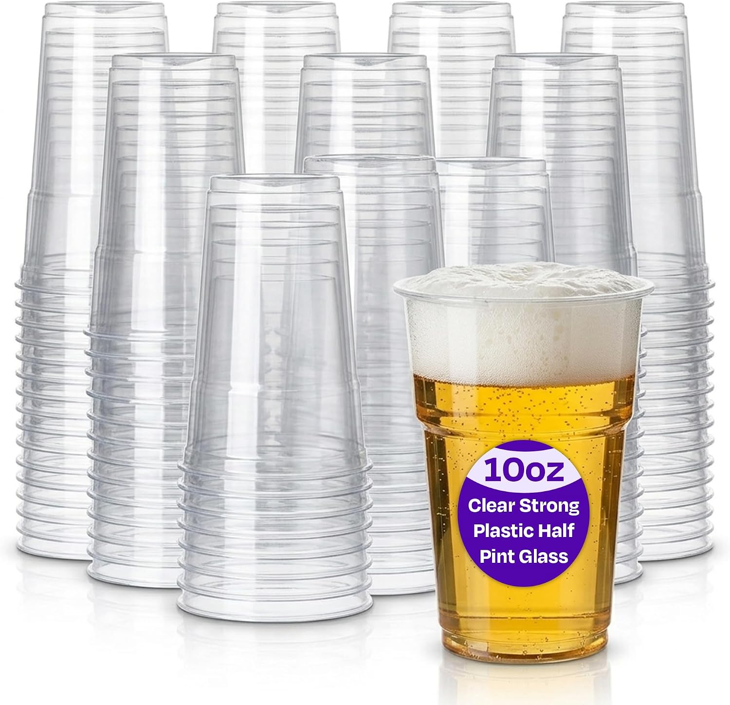 We Can Source It Ltd – 1000 x Clear Strong Plastic Half Pint Cups - 10oz Disposable Beer Glasses Tumblers – 284ml BPA-Free Plastic Cocktail Glasses with CE Marking – Recyclable Tumblers for Parties