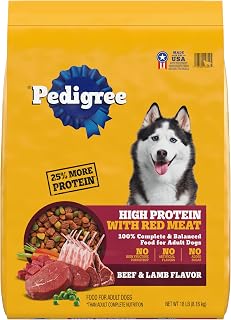 Pedigree High Protein Adult Dry Dog Food, Beef and Lamb Flavor, 18 lb. Bag