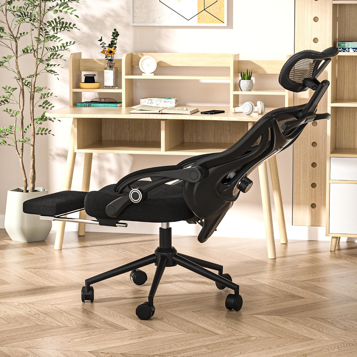 CYKOV Ergonomic Office Chair, Reclining, Footrest, Adjustable Lumbar, 350LB