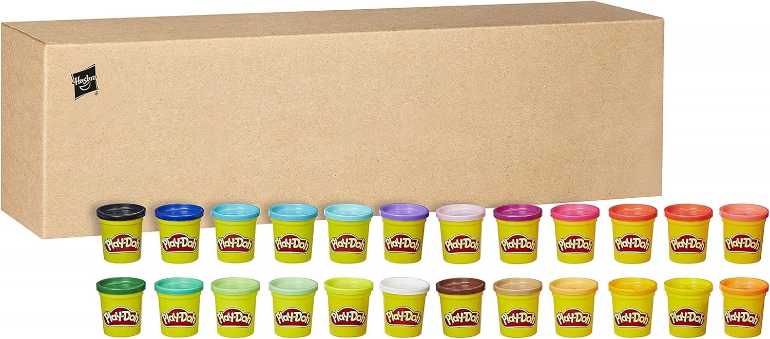 Play-Doh 24-Pack for Toddlers, Non-Toxic Modelling Compound Set with 20 Tools, Creative Toys for 2+ Year Old Kids, Reusable Tub for Easy Storage