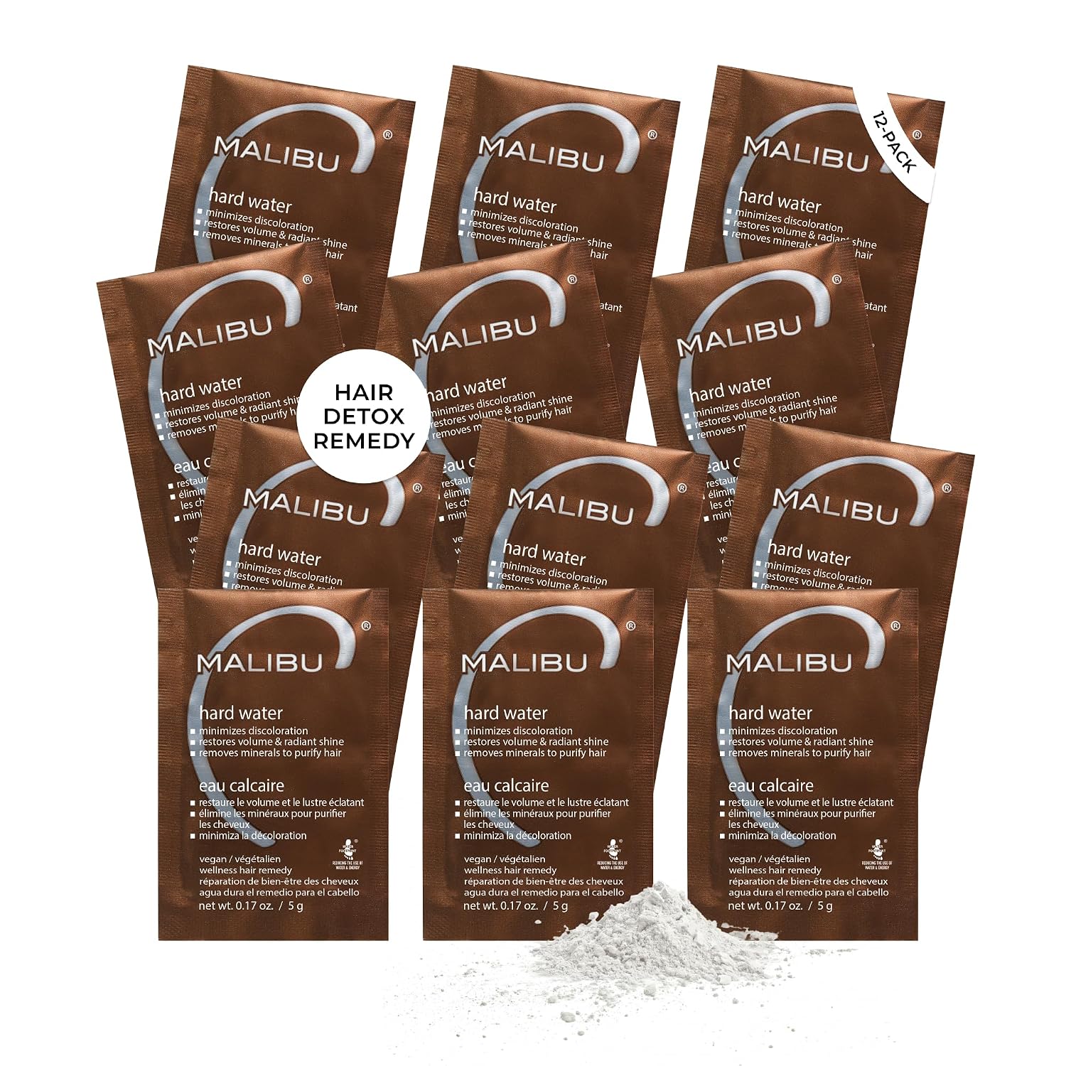 Malibu C Hard Water Wellness Remedy - Removes Deposits & Impurities - Contains Vitamin C for Shiny, Vibrant Results - Hard Water Treatment (12 Packets)