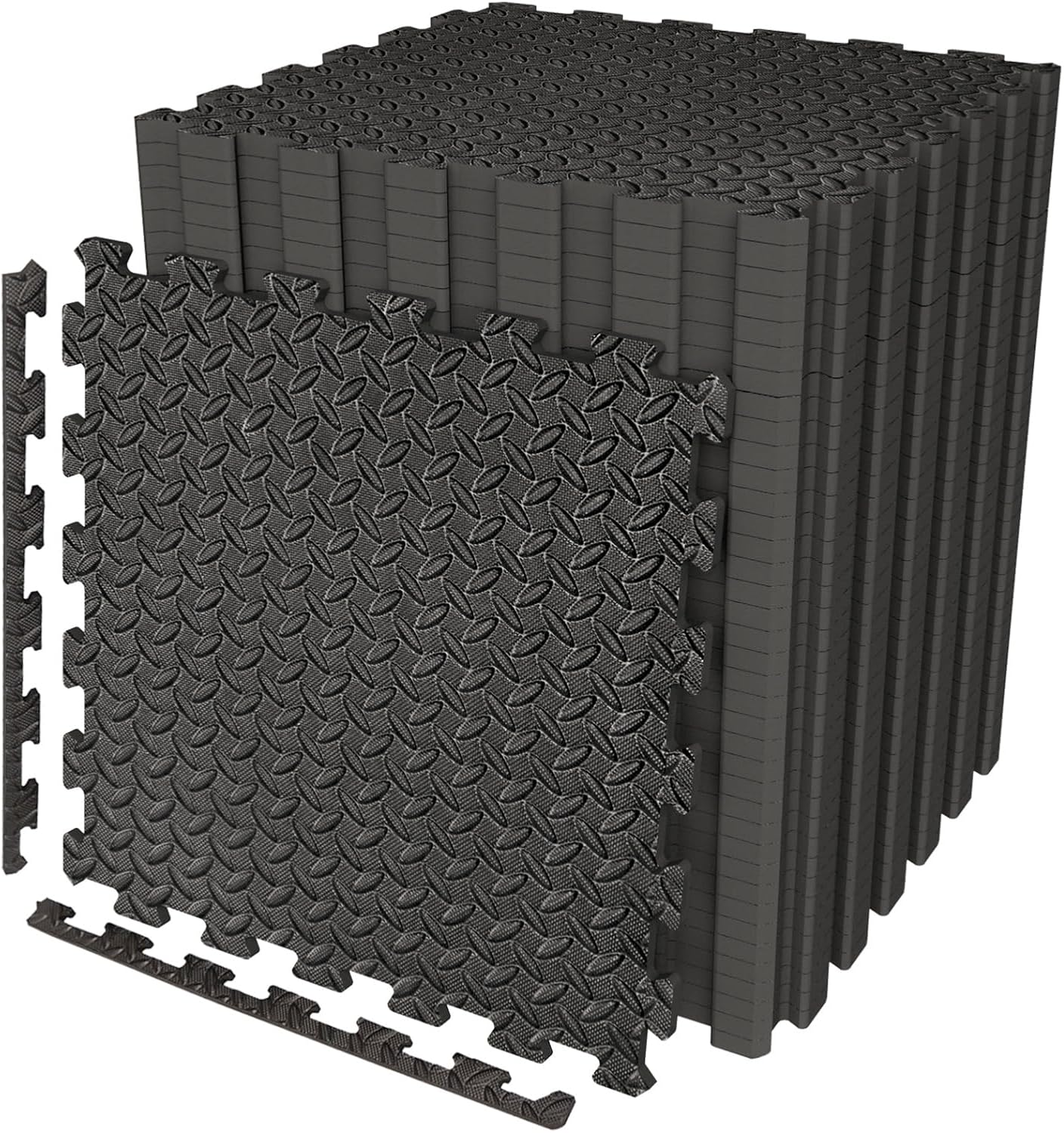 Large 60cm x 60cm Black Interlocking Caravan Awning Floor Mat Camping Picnic Garden Outdoor/Indoor Non Slip Floor Matting 10mm thick (16 Mats-64 square feet)