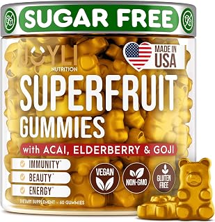 Joyli Superfruit Gummies - Sugar-Free Fruit Multivitamin Gummies for Adults - Natural Gummy Vitamins for Women & Men with Goji, Elderberry, Vitamins A, C, D & E - Supports Immunity, Digestion & Energy