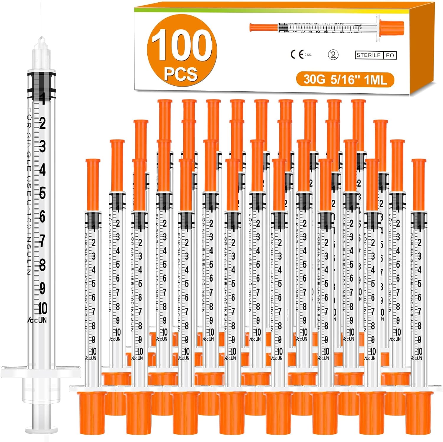 1ML 30Ga 5/16 inch Jeringa, Individually Wrapped, Box of 100