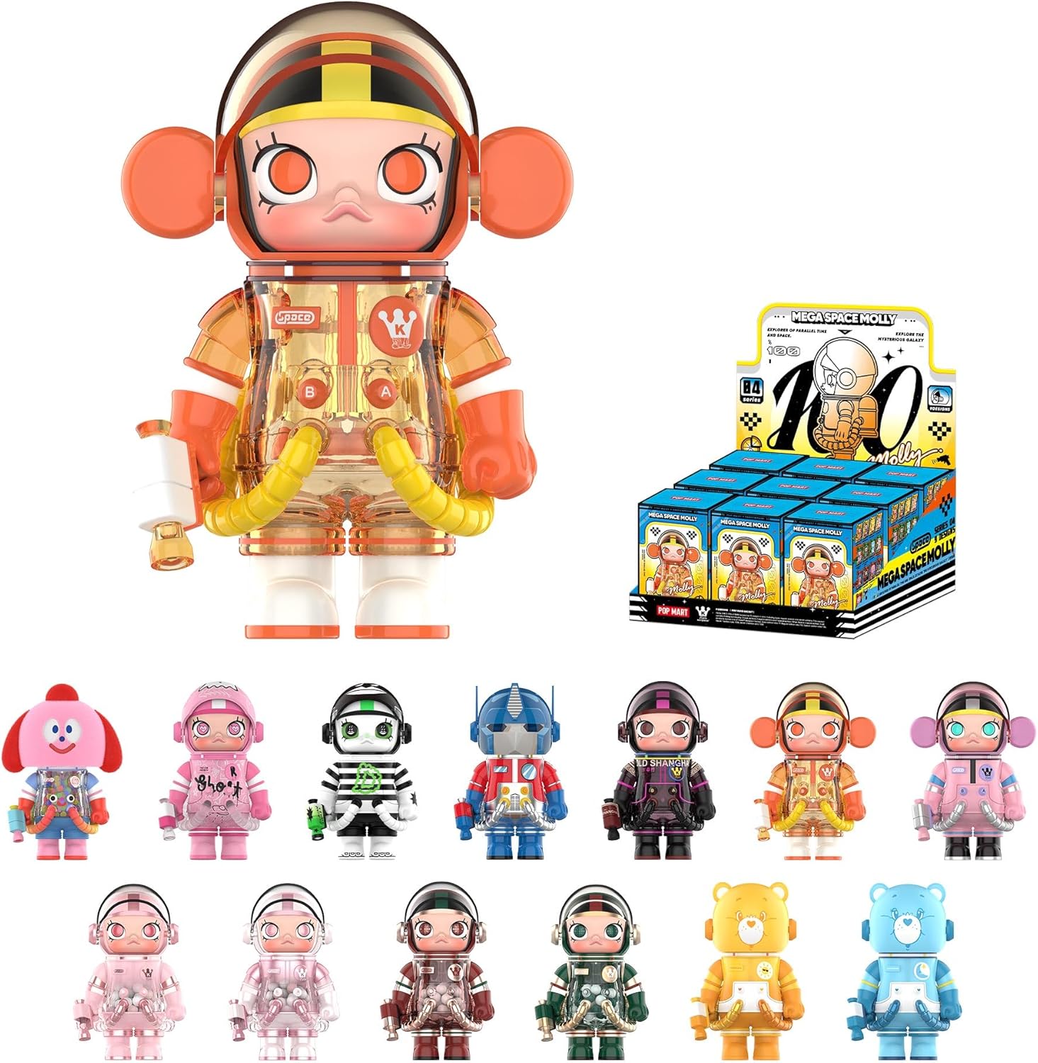 POP MART MEGA Space Molly 100% Series4, 9PCs Blind Box Figures, Random Design Action Figures Collectible Toys Home Decorations, Holiday Birthday Gifts for Girls and Boys, Whole Set (9PCs)