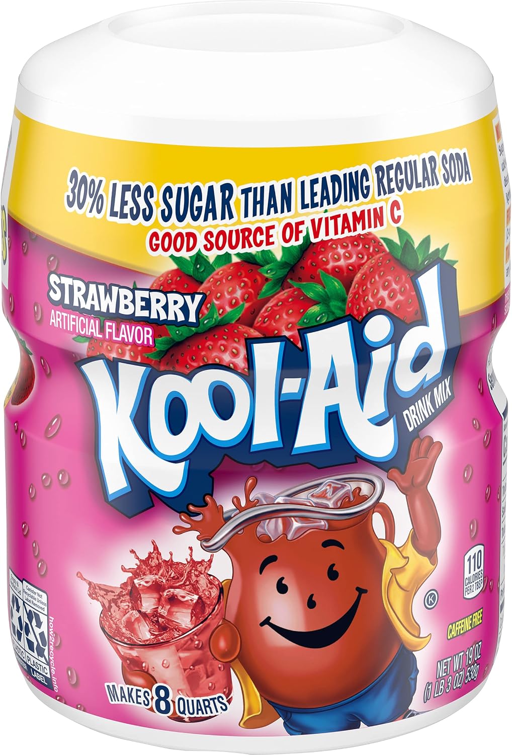 Kool Aid Powder Drink Mix - Strawberry Flavour - 35% Less Sugar, 538 Gram Tub