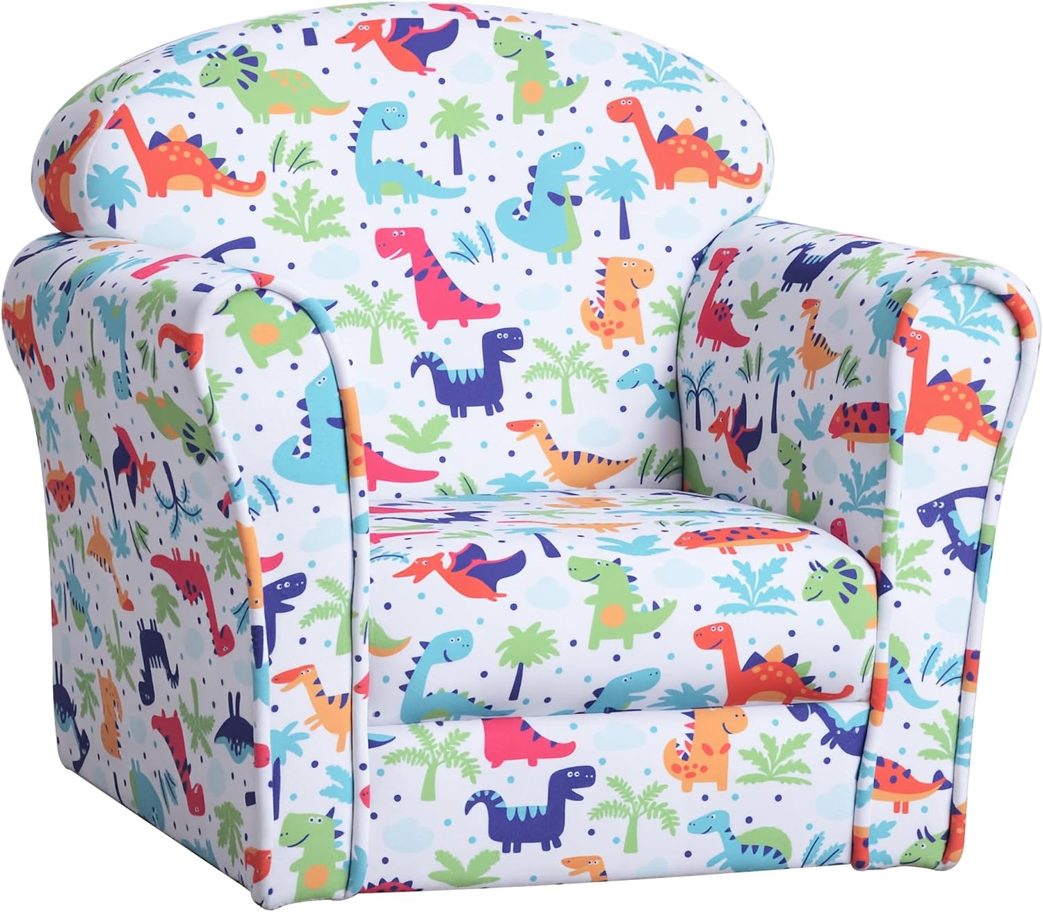 Qaba Kid's Sofa Chair with Dinosaur Design and Thick Padding, Flannel-Covered Toddler Armchair for Bedroom, Playroom