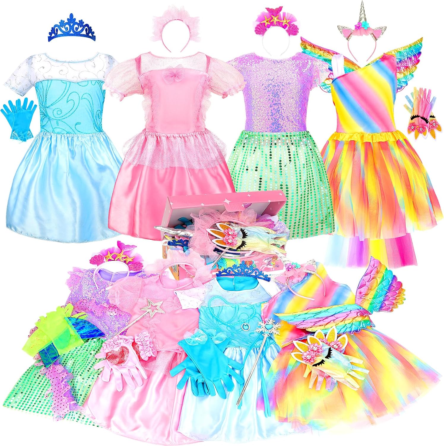 Princess Dress Up Clothes for Little Girl Role Play Costume Gift Set Princess Dress Up Toys for Toddler Girls