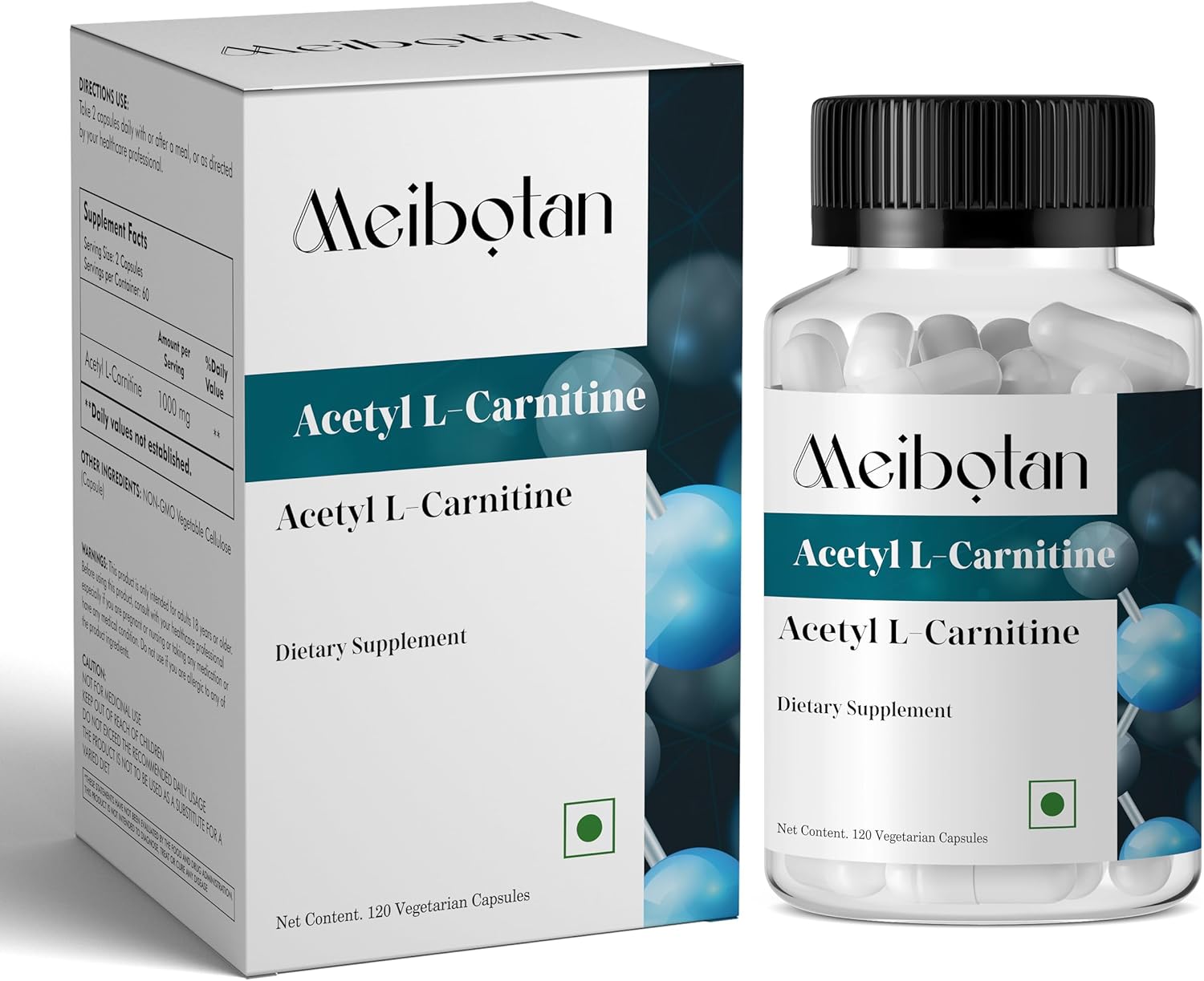 Acetyl L-Carnitine 1,000 mg High Potency Supports Energy Production, Sports Nutrition, Supports Memory/Focus - 120 Veggie Capsules