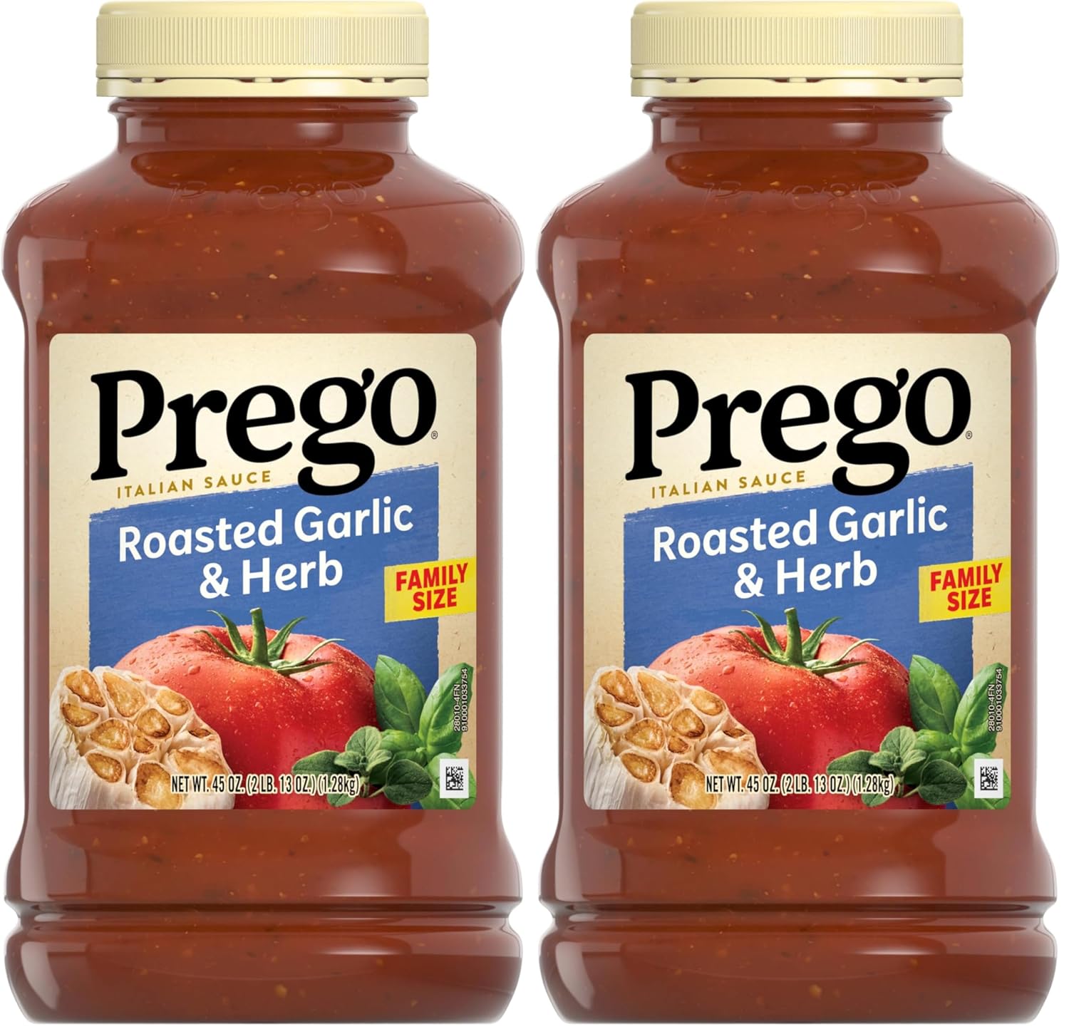 Prego Roasted Garlic and Herb Pasta Sauce, 45 Oz Jar (Pack of 2)