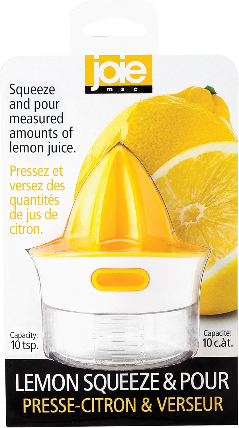 Joie 29622 Manual Lemon and Lime Squeezer with Built-In Strainer Citrus Juicer, Plastic, 50 W, 1 Ounces, Yellow
