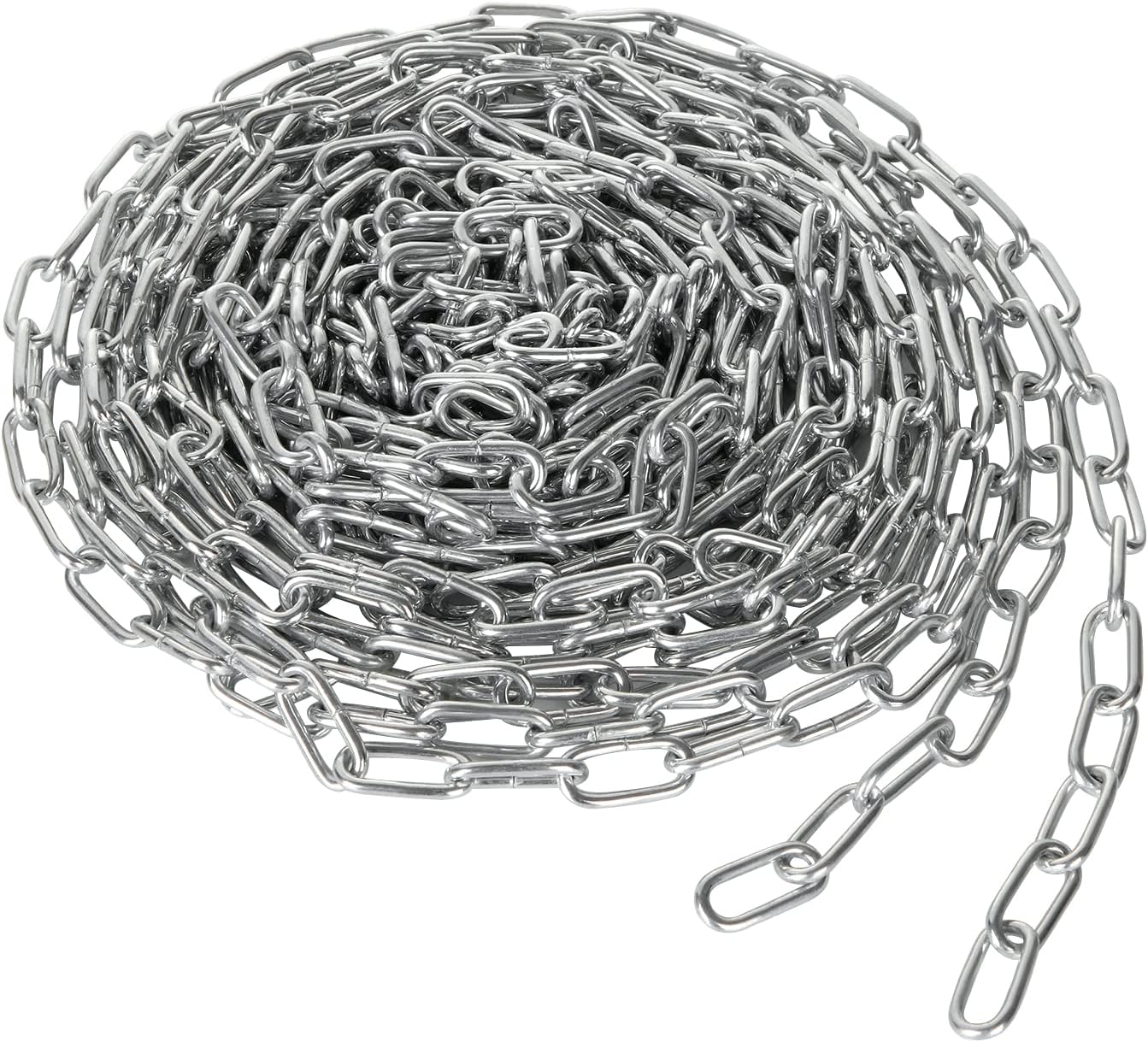 JMIATRY 10 Metres Length 304 Stainless Steel Chain, 3mm Heavy Duty Chains Links, Galvanized Steel Welded Link Chain Lift for Fence Gate, Garage Doors, Swing Chains and Bicycle Security Lock