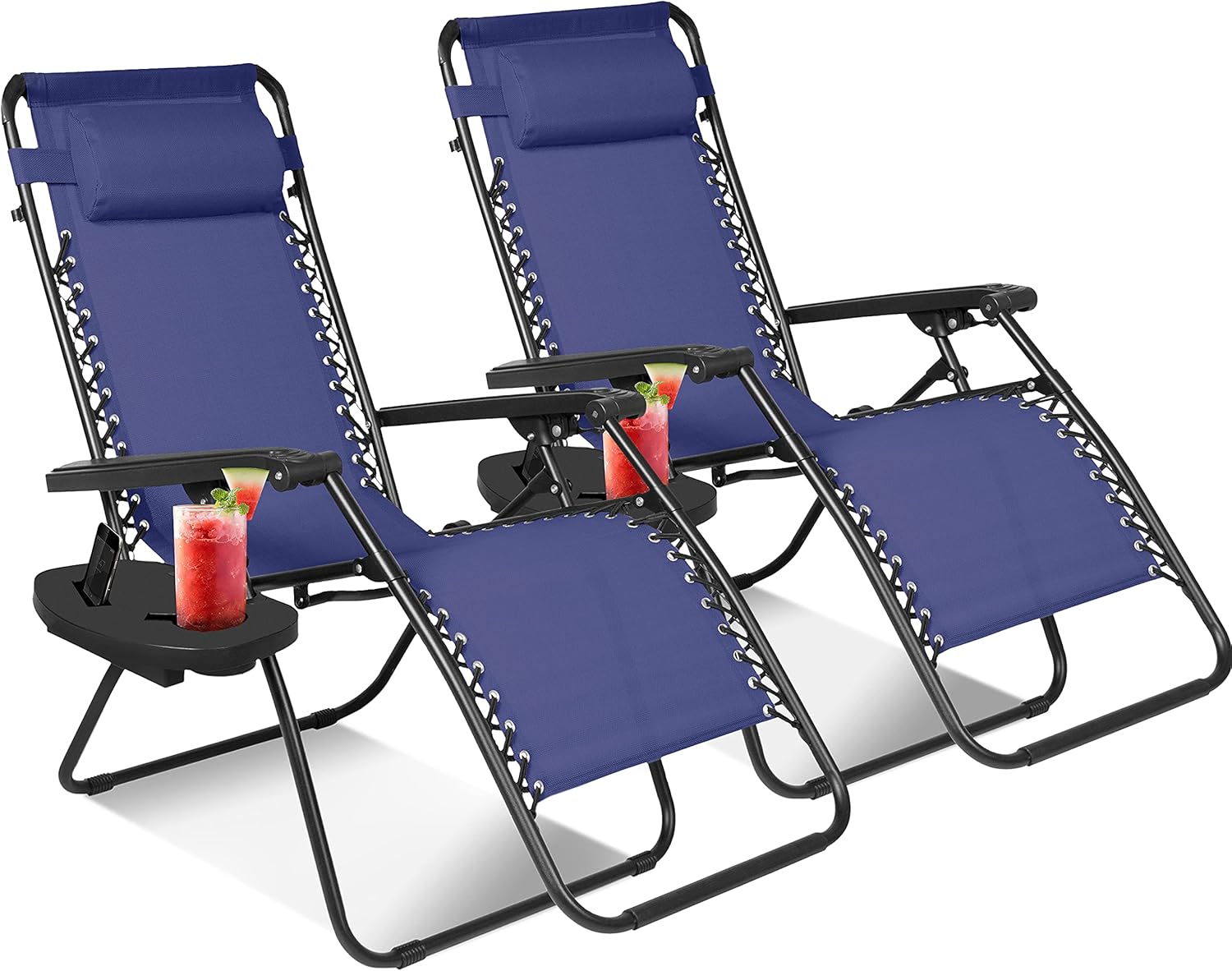 Set of 2 Heavy Duty Textoline Zero Gravity Chairs Garden Outdoor Patio Sun Loungers Folding Reclining Chairs